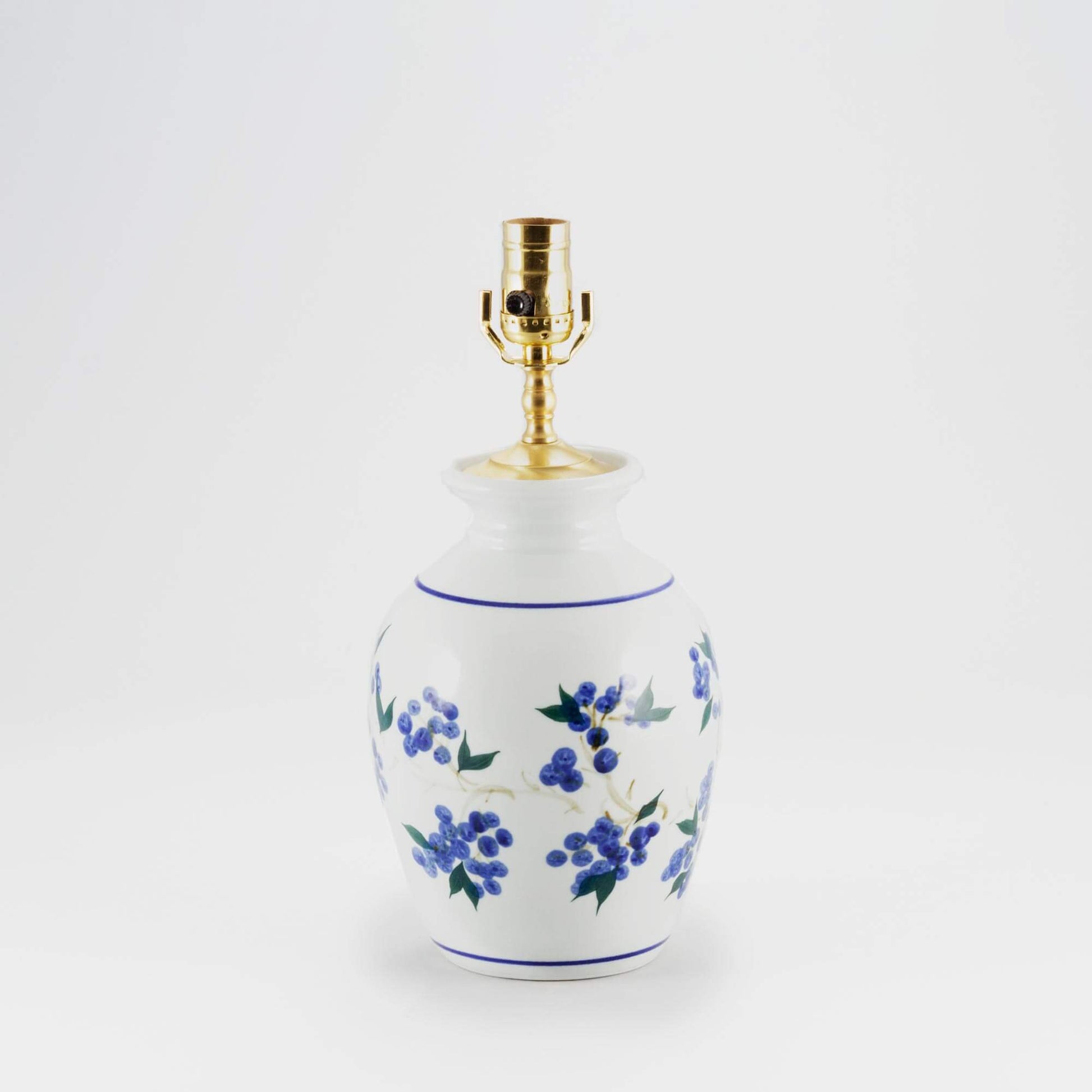 Handmade Pottery 10 Inch Round Table Lamp in Blueberry pattern made by Carroccia Tony  in Italy