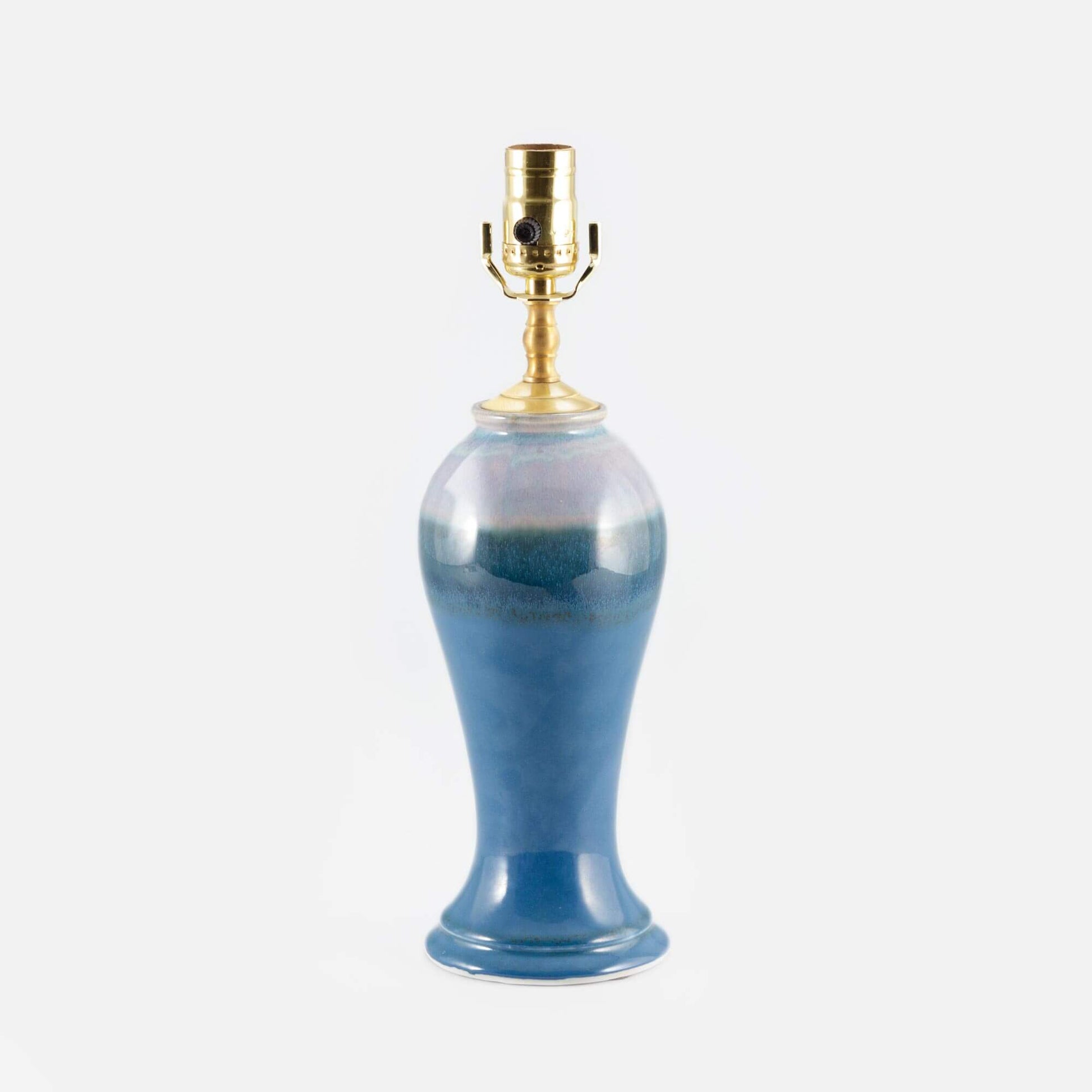 Handmade Pottery 10 Inch Slender Table Lamp in Blue Oribe pattern made by Carroccia Tony  in Italy