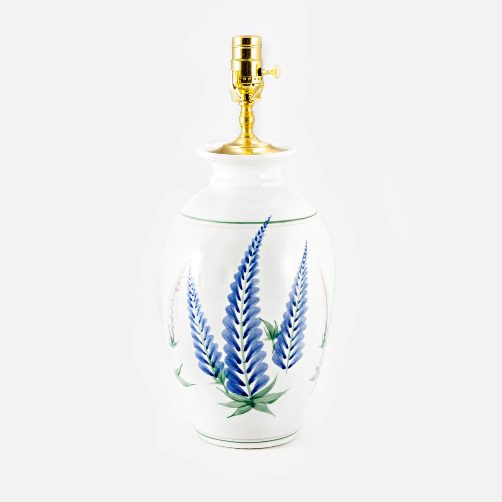 Handmade Pottery 13 Inch Round Table Lamp in Lupine pattern made by Carroccia Tony  in Italy