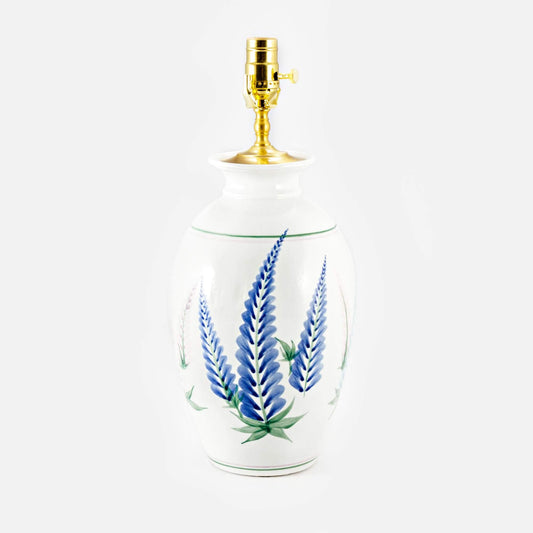 Handmade Pottery 13 Inch Round Table Lamp in Lupine pattern made by Carroccia Tony  in Italy