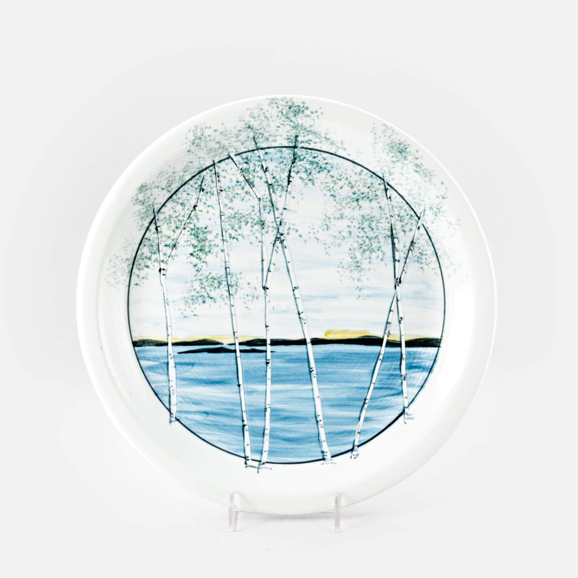 Handmade Pottery 14" Round Platter in Birch pattern made by Carroccia Tony  in Italy