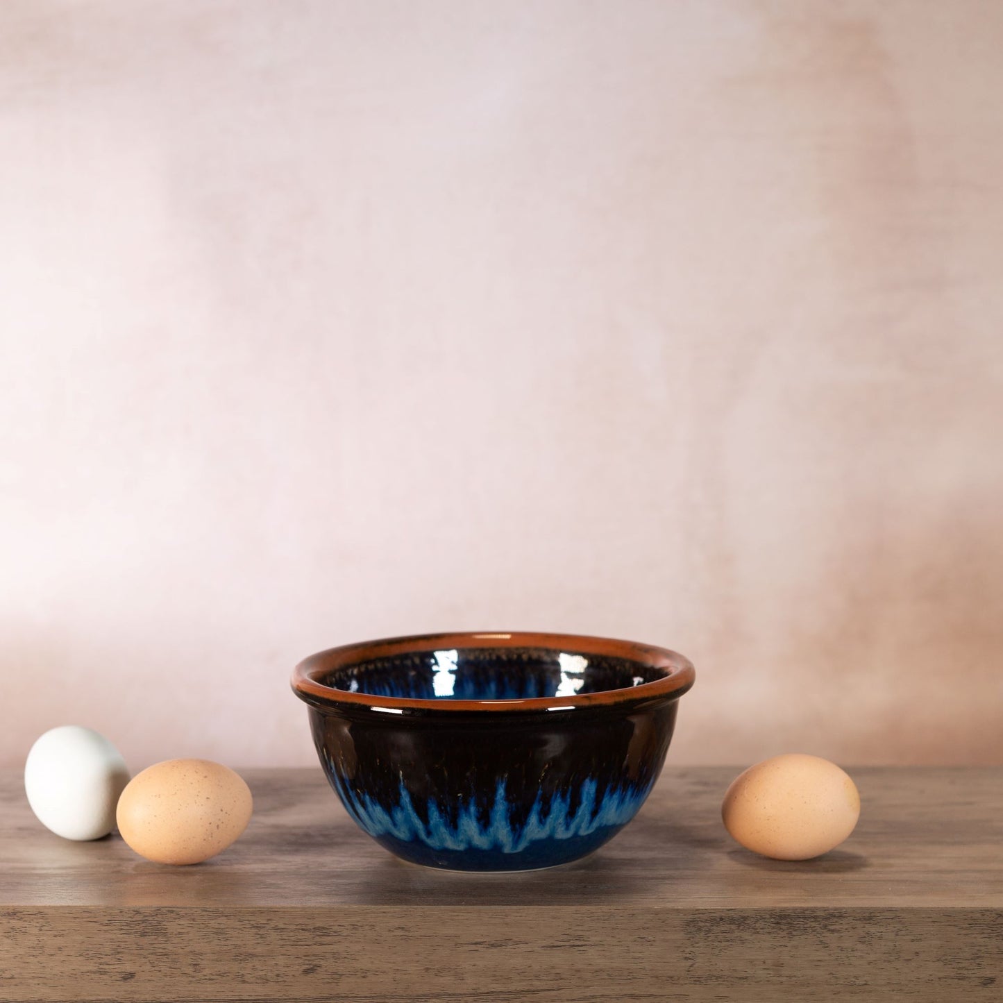 Handmade Pottery 6 Inch Mixing Bowl in Blue Hamada pattern made by Carroccia Tony in Italy