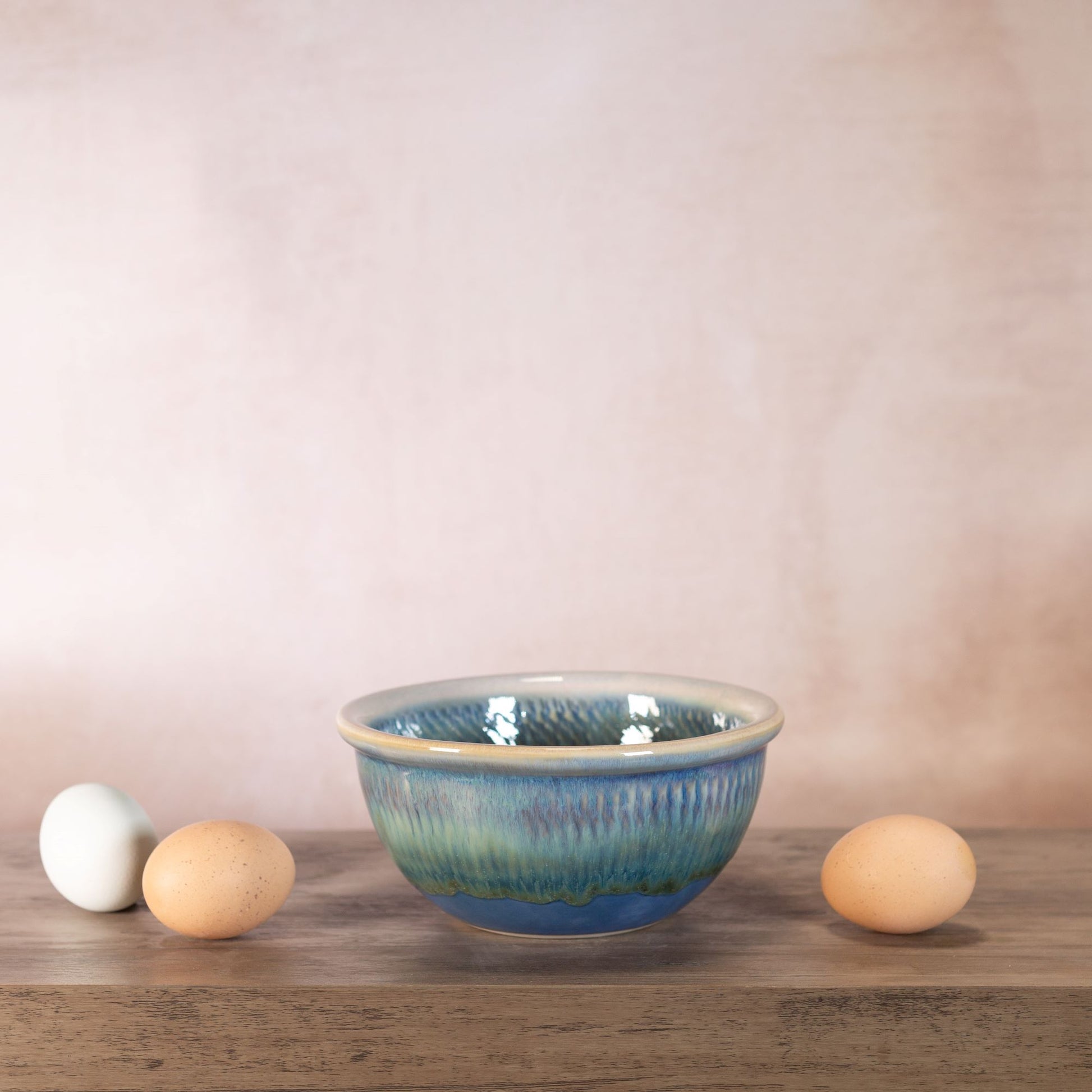 Handmade Pottery 6 Inch Mixing Bowl in Blue Oribe pattern made by Carroccia Tony in Italy