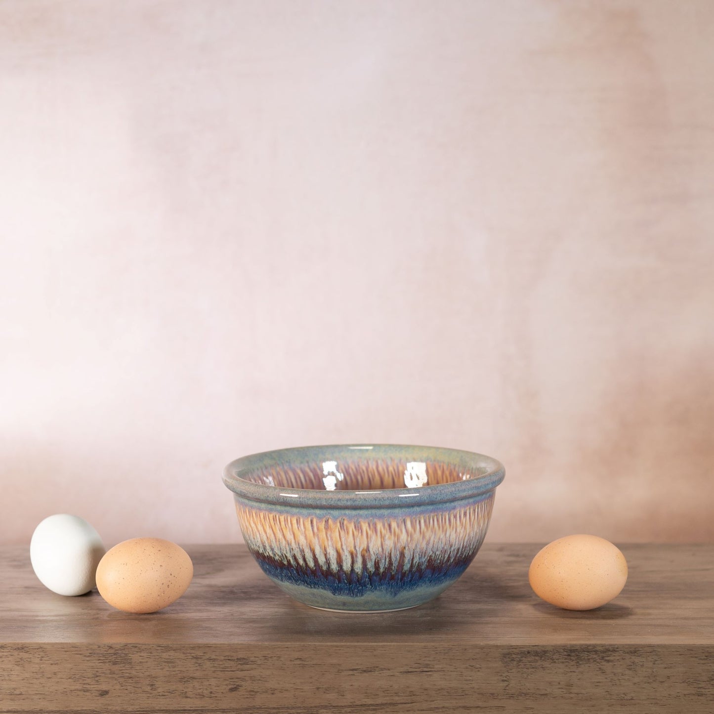 Handmade Pottery 6 Inch Mixing Bowl in Purple Nuka pattern made by Carroccia Tony in Italy