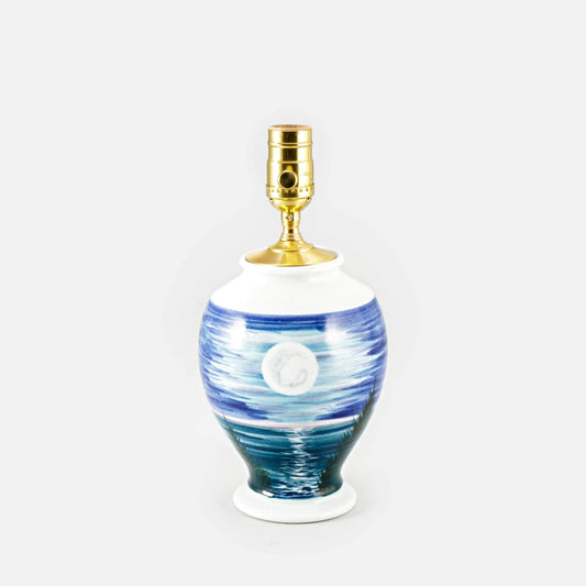 Handmade Pottery 8 Inch Bedside Lamp in Moon pattern made by Carroccia Tony  in Italy