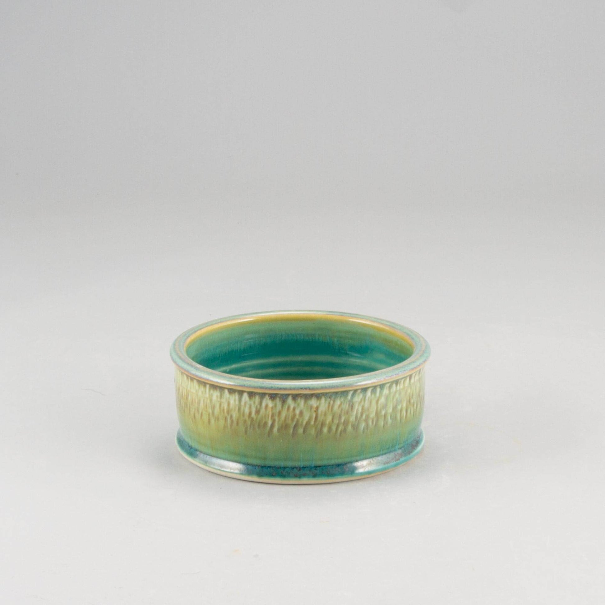 Handmade Pottery Brie Baker in Green Oribe pattern made by Carroccia Tony in Italy