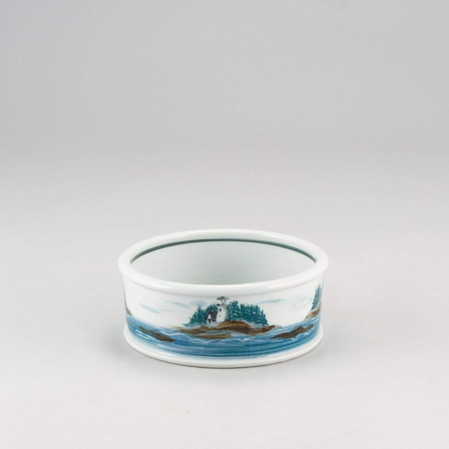 Handmade Pottery Brie Baker in Lighthouse pattern made by Carroccia Tony in Italy