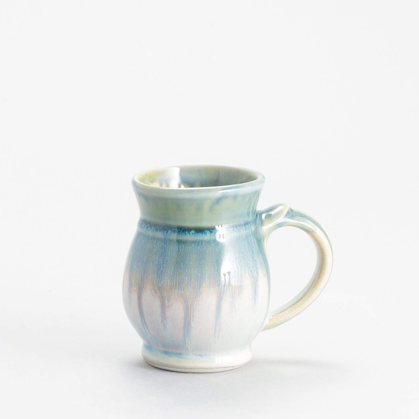 Handmade Pottery Curvy Mug made by Carroccia Tony in Italy Ivory & Blue Oribe