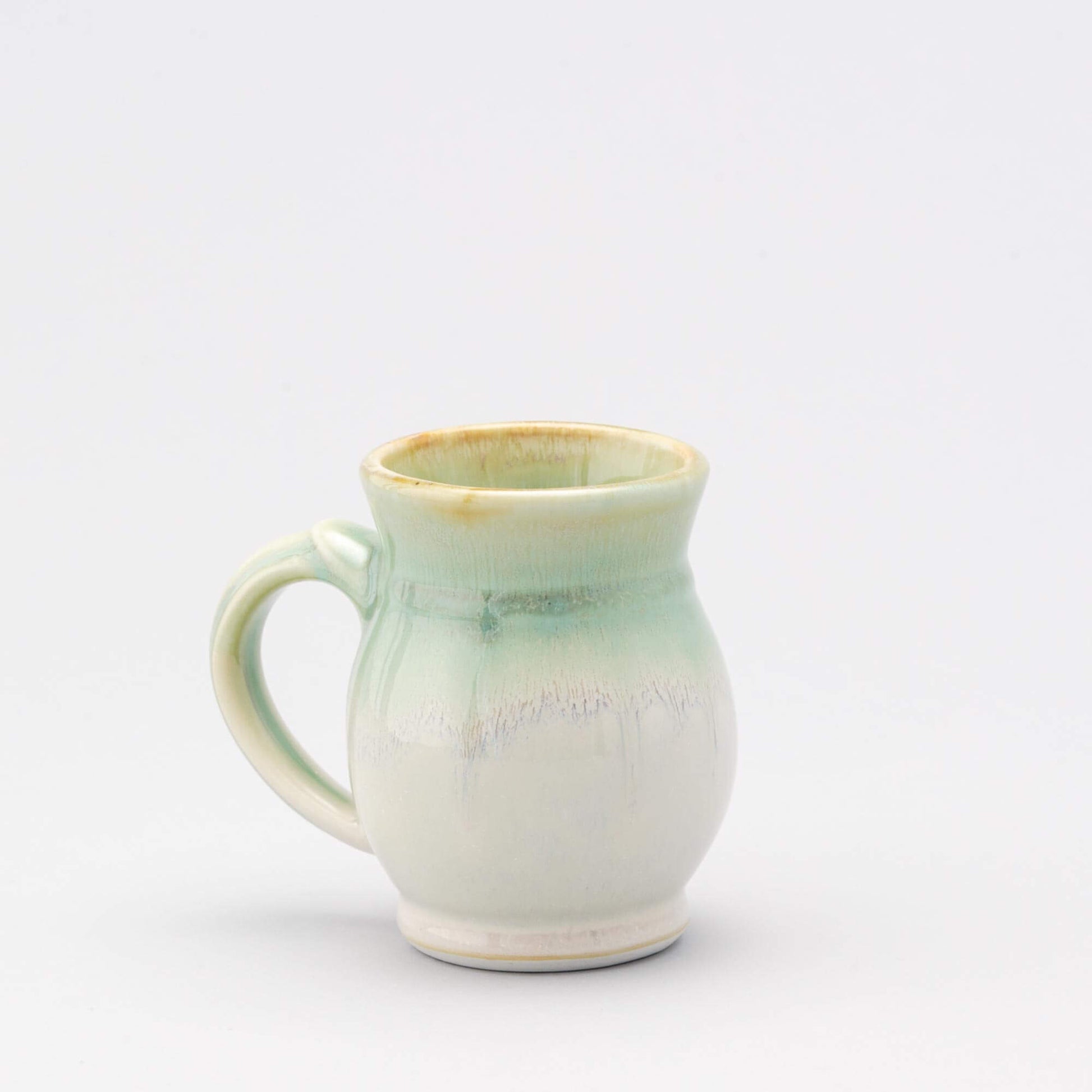 Handmade Pottery Curvy Mug made by Carroccia Tony in Italy Ivory & Green Orible