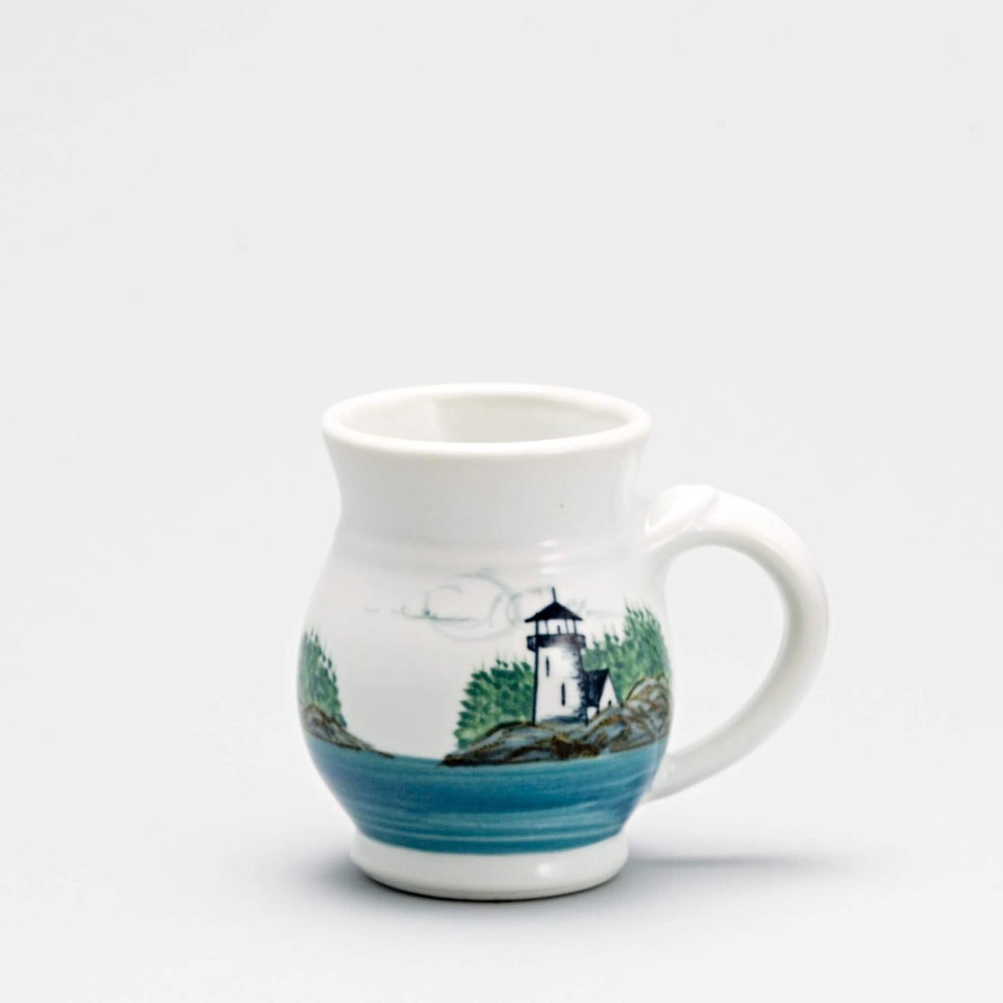 Handmade Pottery Curvy Mug made by Carroccia Tony in Italy Lighthouse