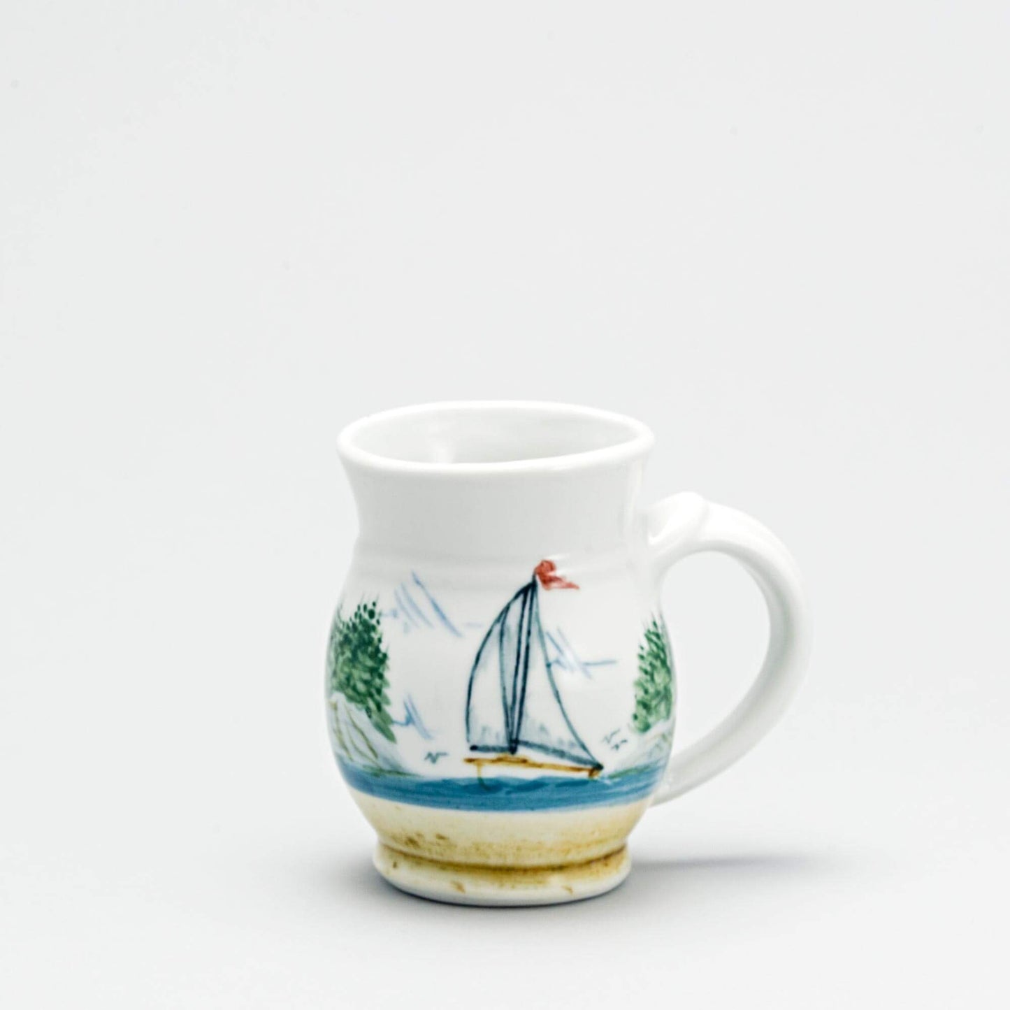 Handmade Pottery Curvy Mug made by Carroccia Tony in Italy Sailboat