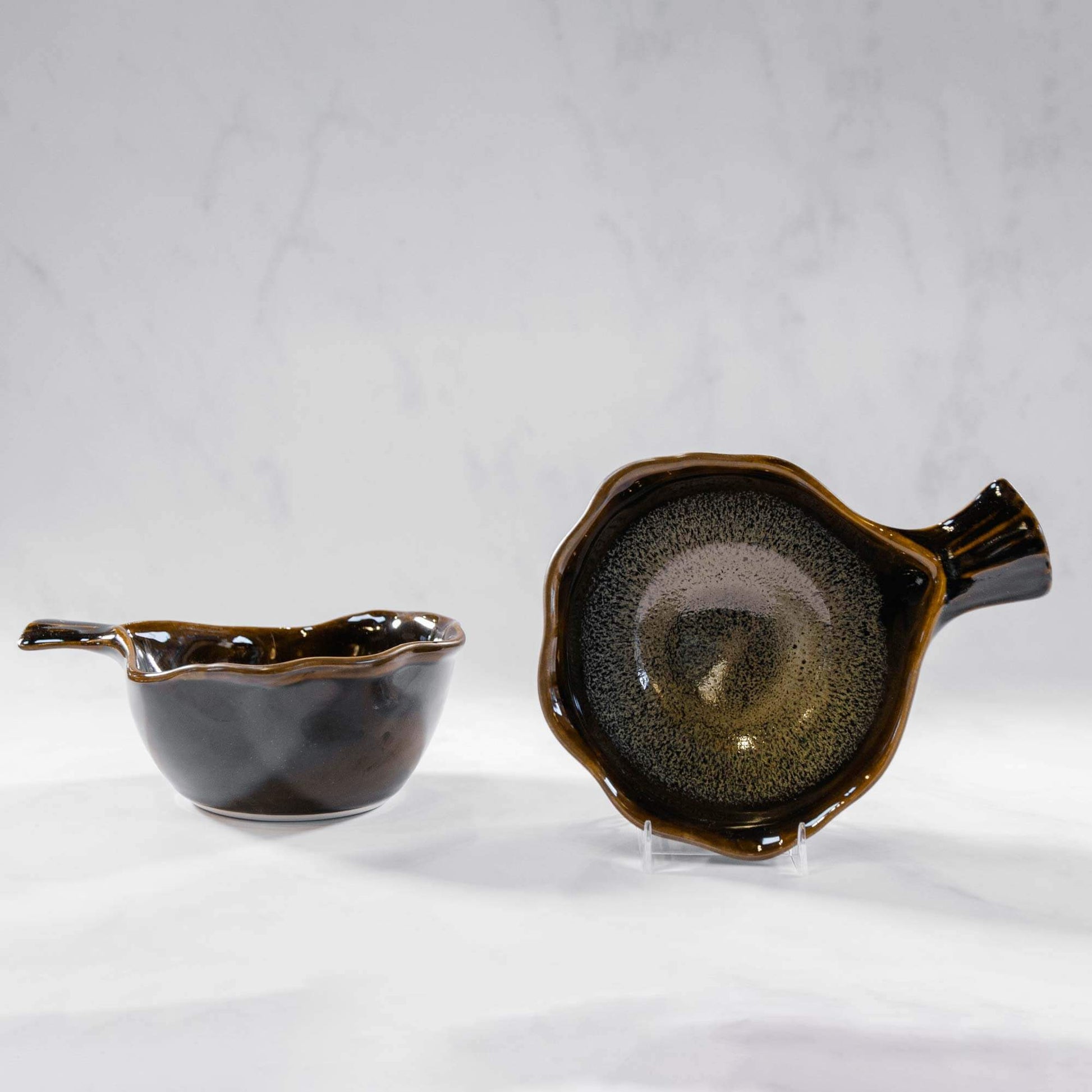 Handmade Pottery Fish Handled Bowl in Hamada pattern made by Carroccia Tony  in Italy