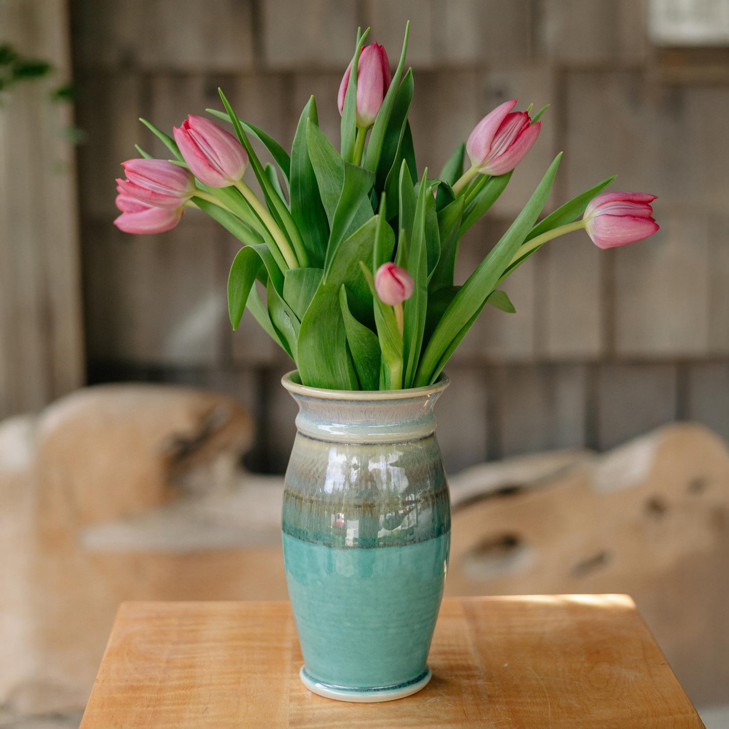 Handmade Garden Vase in Green Oribe and Purple pattern made by Carroccia Tony in Italy