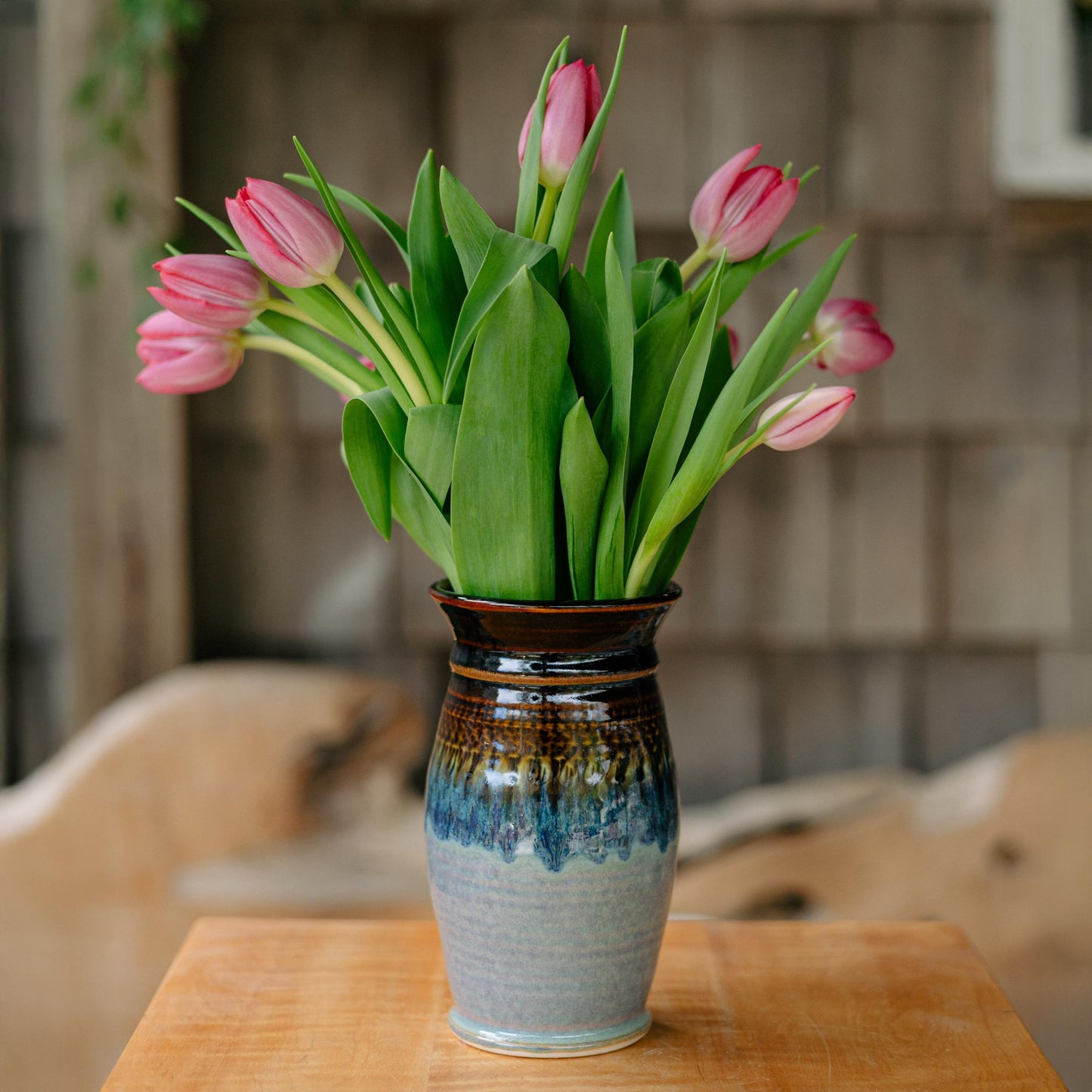 Handmade Garden Vase in Purple Hamada pattern made by Carroccia Tony in Italy