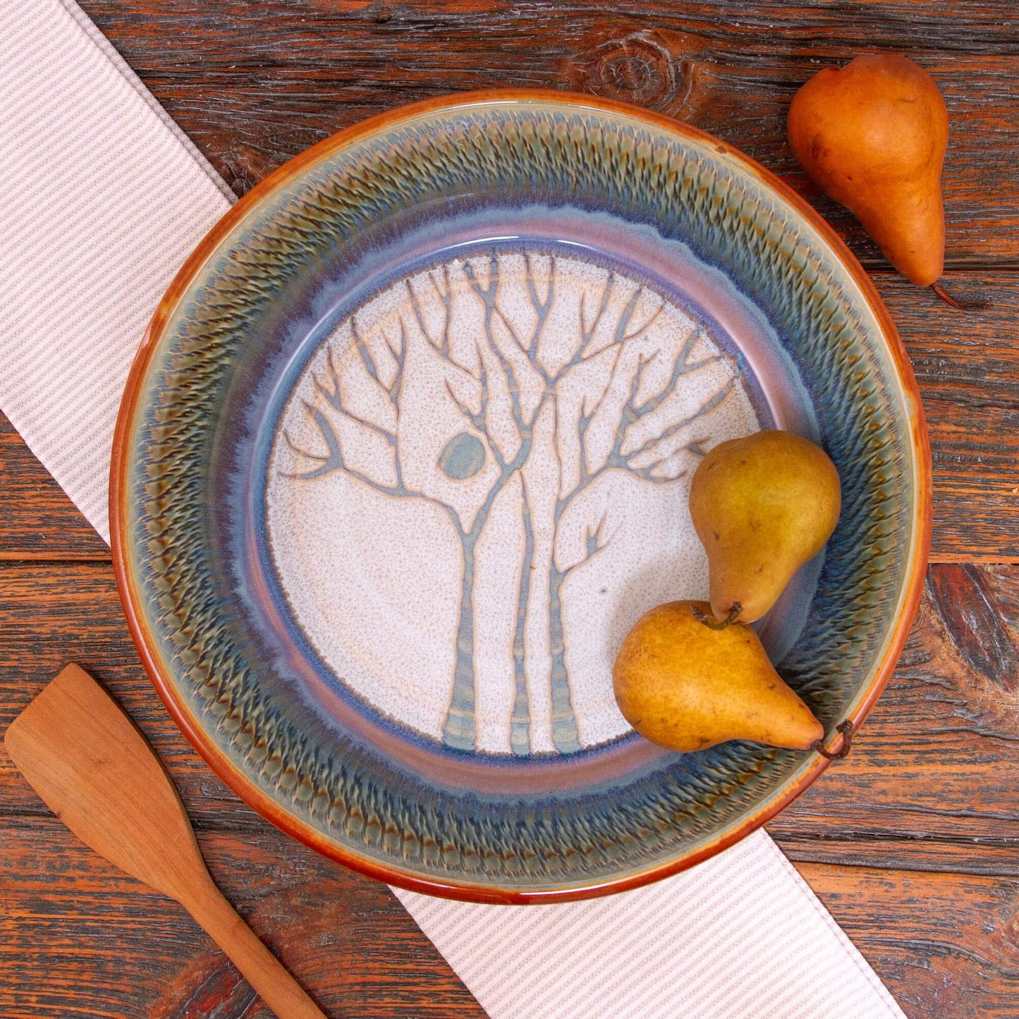 Handmade Pottery Harvest Bowl Bowl in Purple Tree pattern made by Carroccia Tony in Italy
