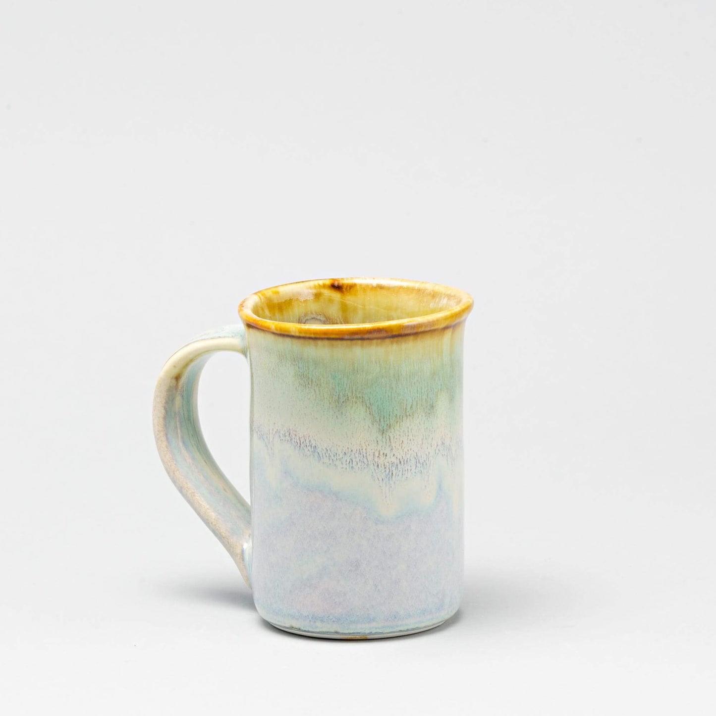 Handmade Pottery Large Mug made by Carroccia Tony in Italy Ivory Green