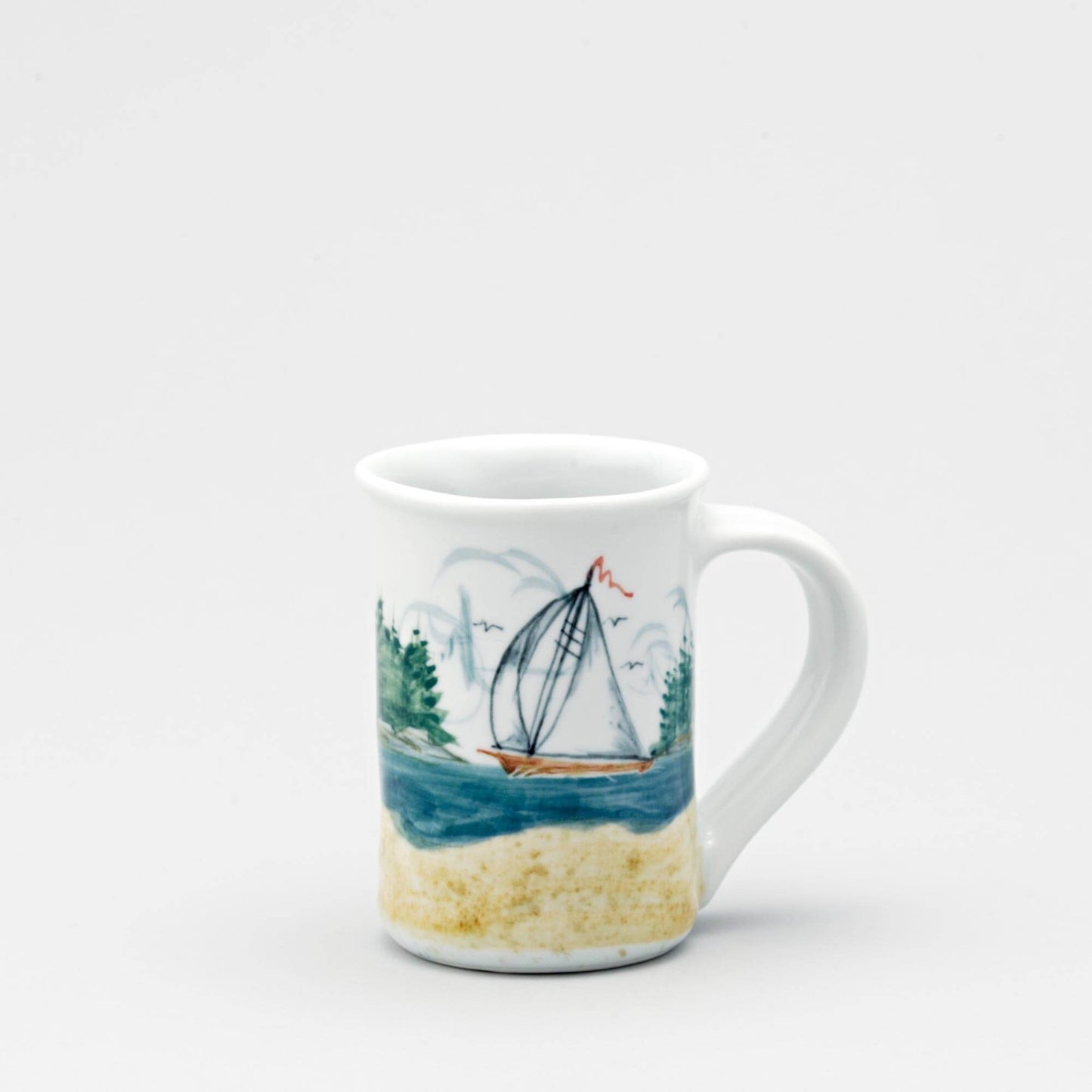 Handmade Pottery Large Mug made by Carroccia Tony in Italy Sailboat