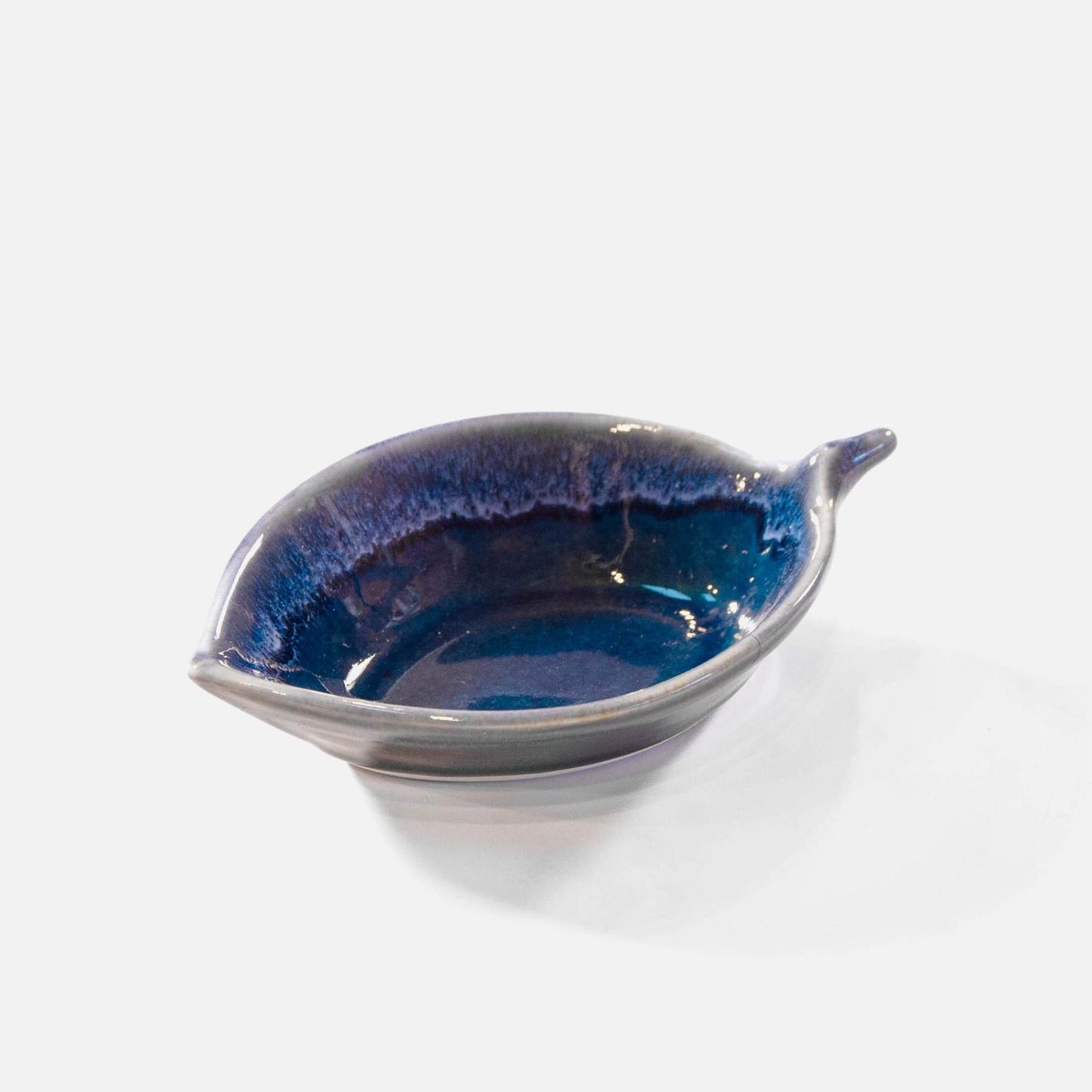 Handmade Pottery Leaf Dish in Blue made by Carroccia Tony in Italy