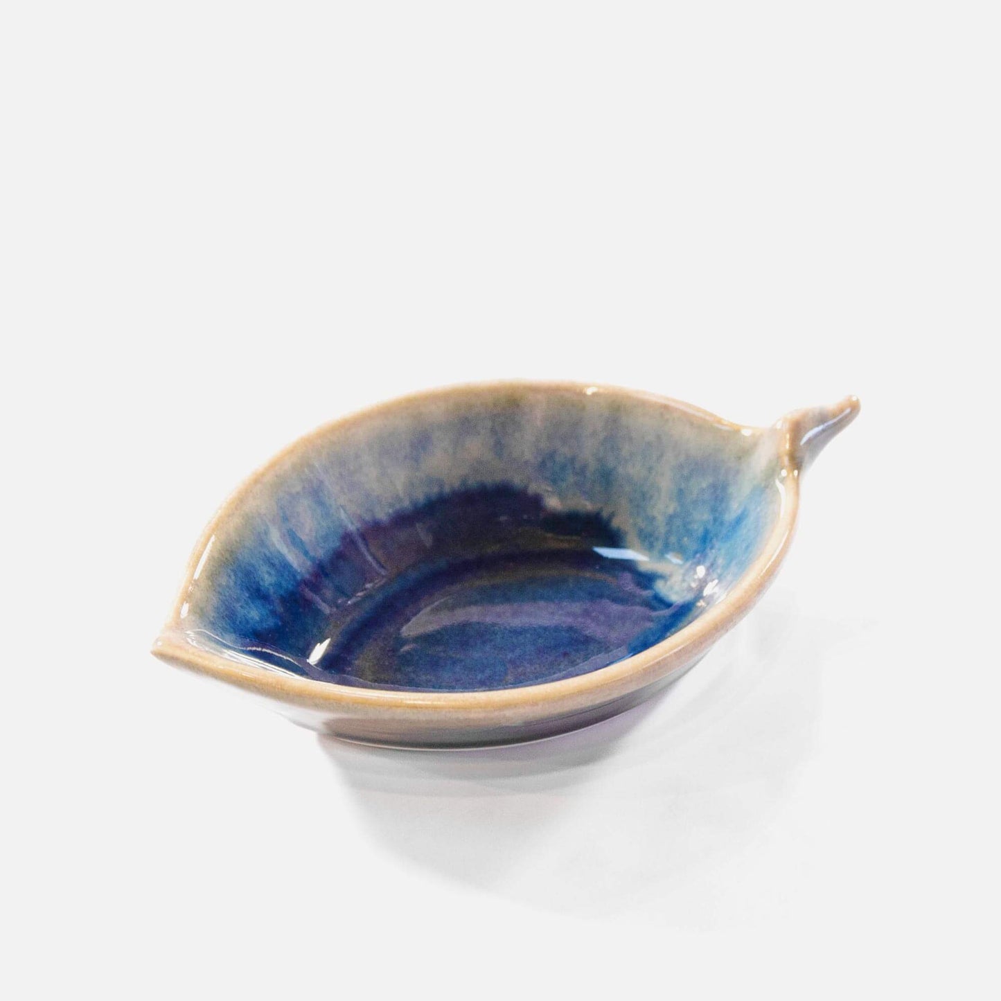 Handmade Pottery Leaf Dish in Cobalt made by Carroccia Tony in Italy
