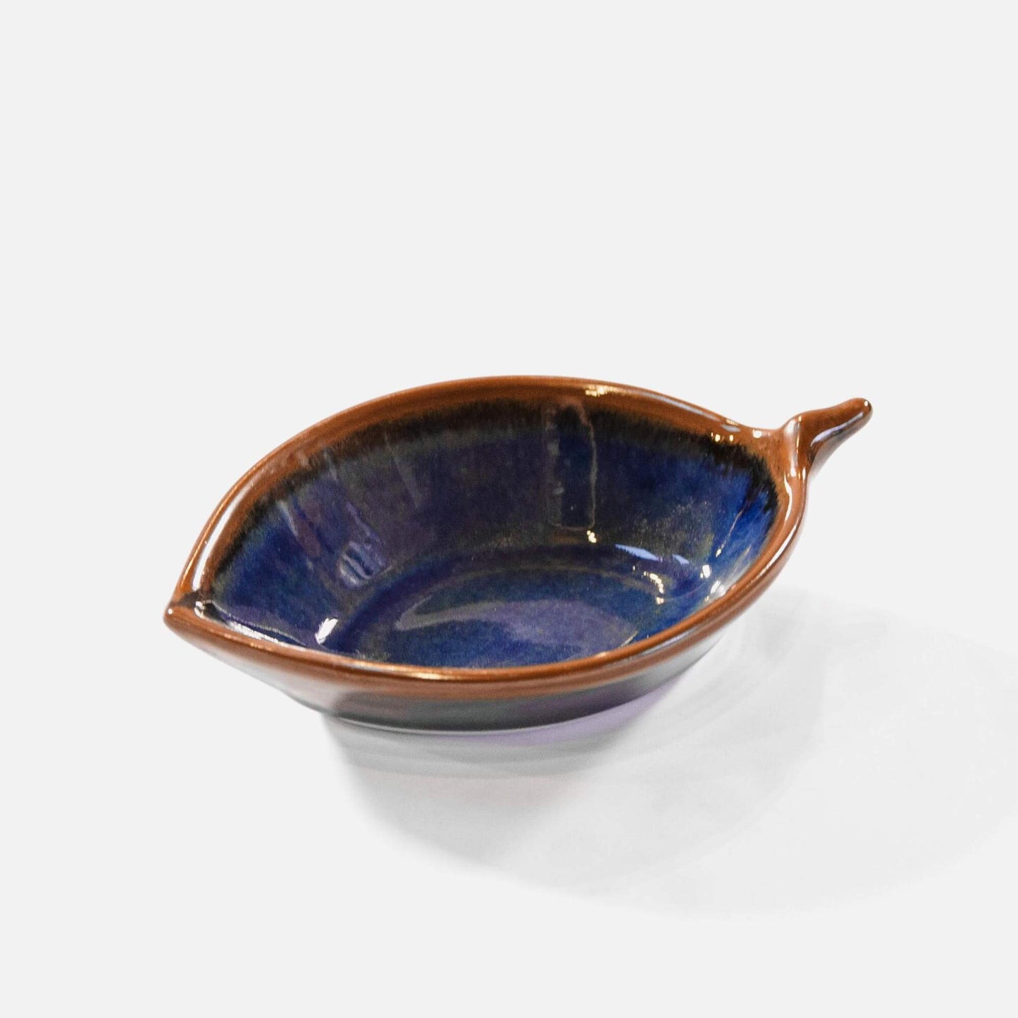 Handmade Pottery Leaf Dish in Blue Hamada made by Carroccia Tony in Italy