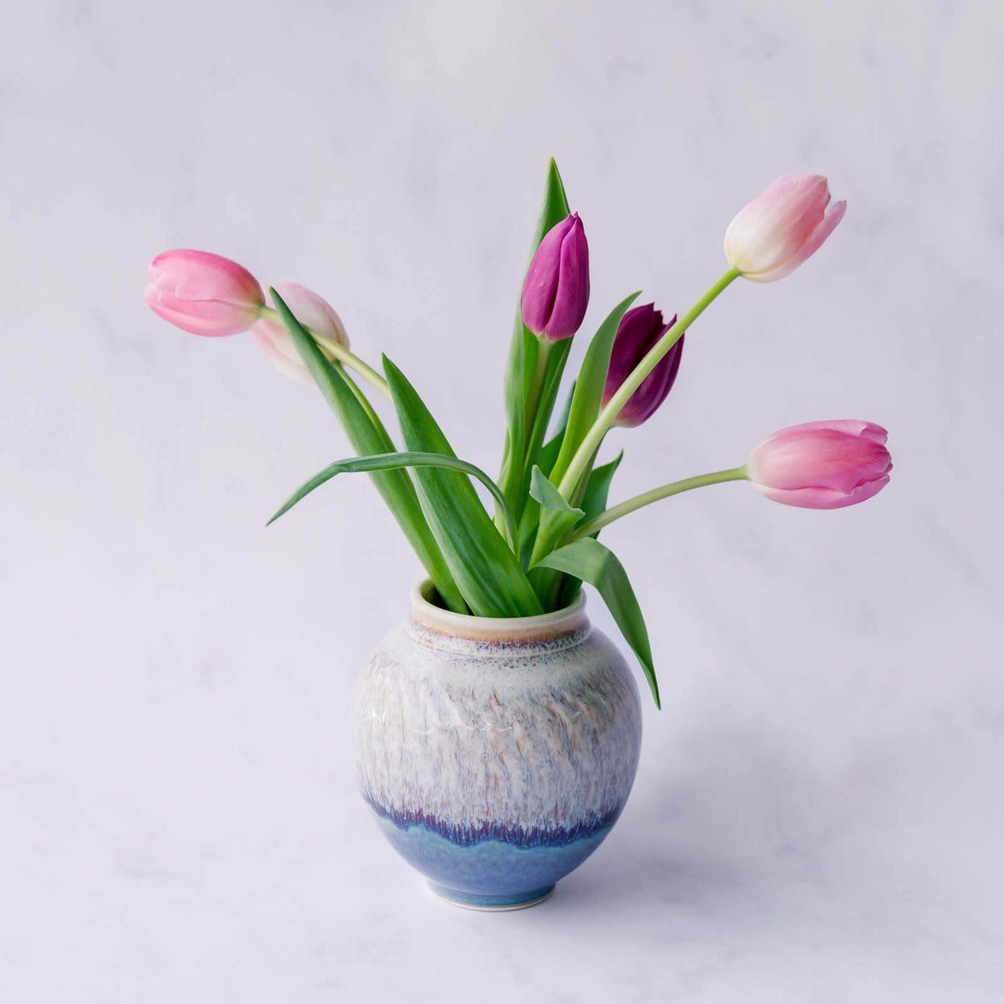 Small Thrown Vase, Chattered Purple Nuka
