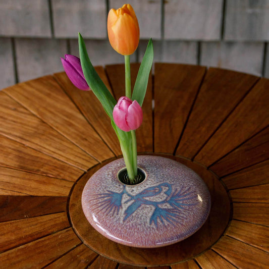 Round Ikebana, Purple Chickadee