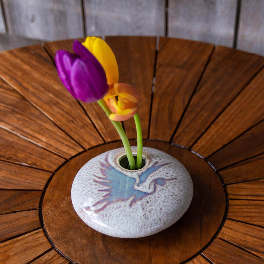 Small Round Ikebana, Purple Flying Heron