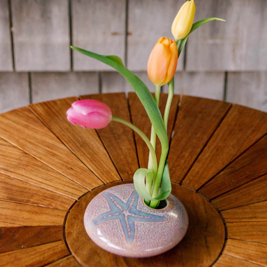 Small Round Ikebana, Purple Starfish