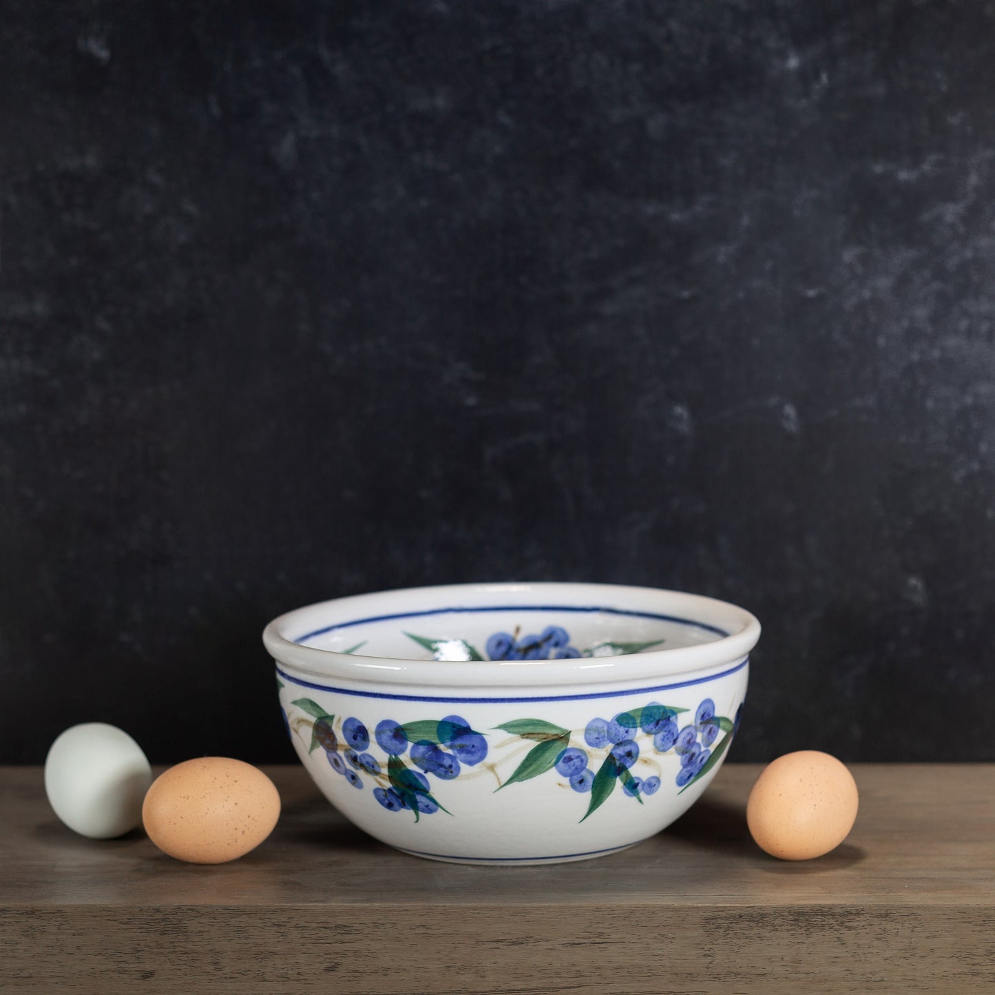 Handmade Pottery 8 Inch Mixing Bowl in Blueberry pattern made by Carroccia Tony in Italy