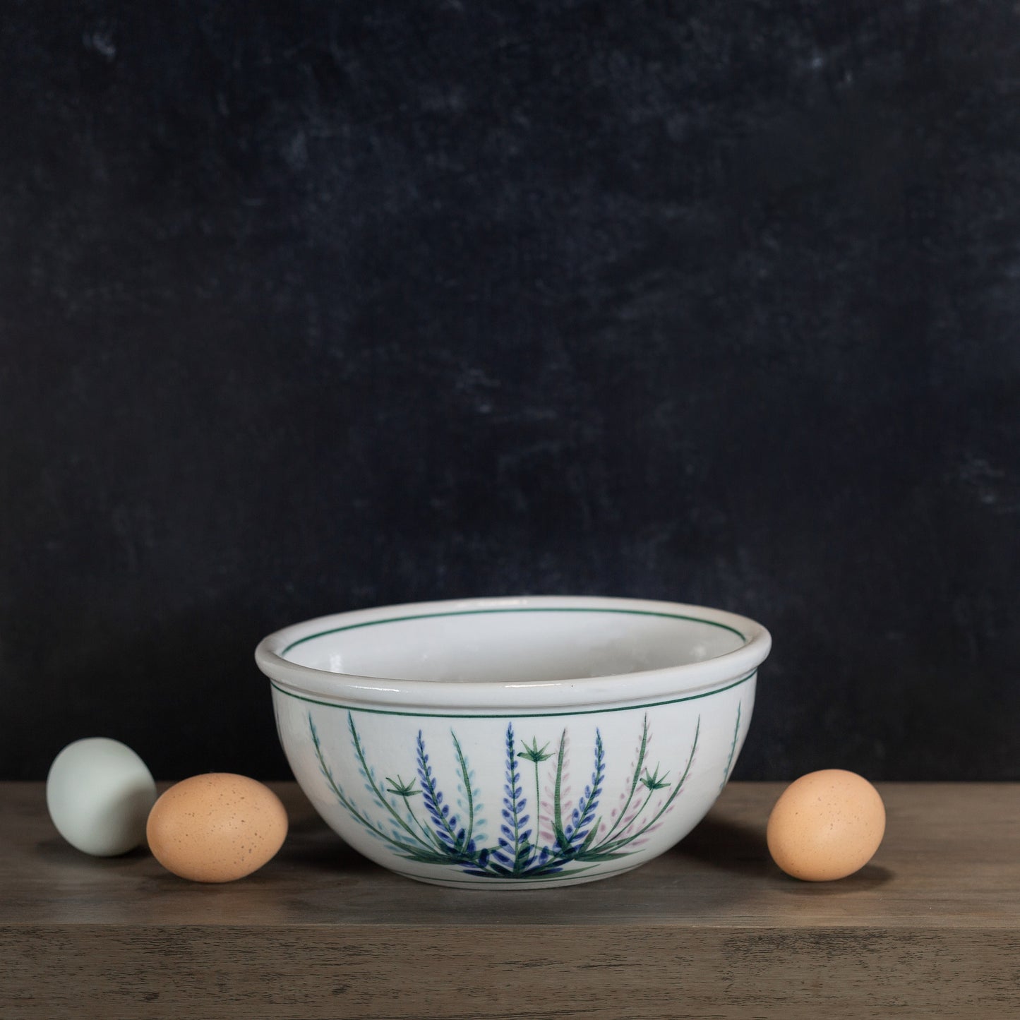 Handmade Pottery 8 Inch Mixing Bowl in Lupine pattern made by Carroccia Tony in Italy