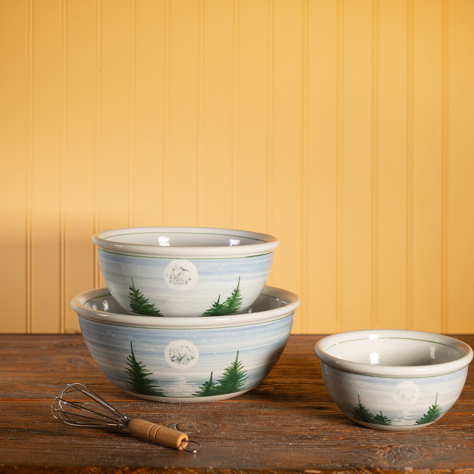 Handmade Pottery Mixing Bowl Set of 3 (6,8,10) in Moon pattern made by Carroccia Tony  in Italy
