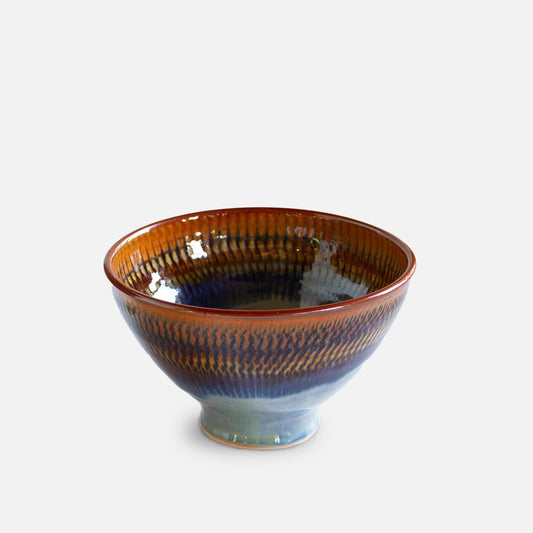 Handmade Pottery Noodle Bowl in Purple Hamada pattern made by Carroccia Tony  in Italy