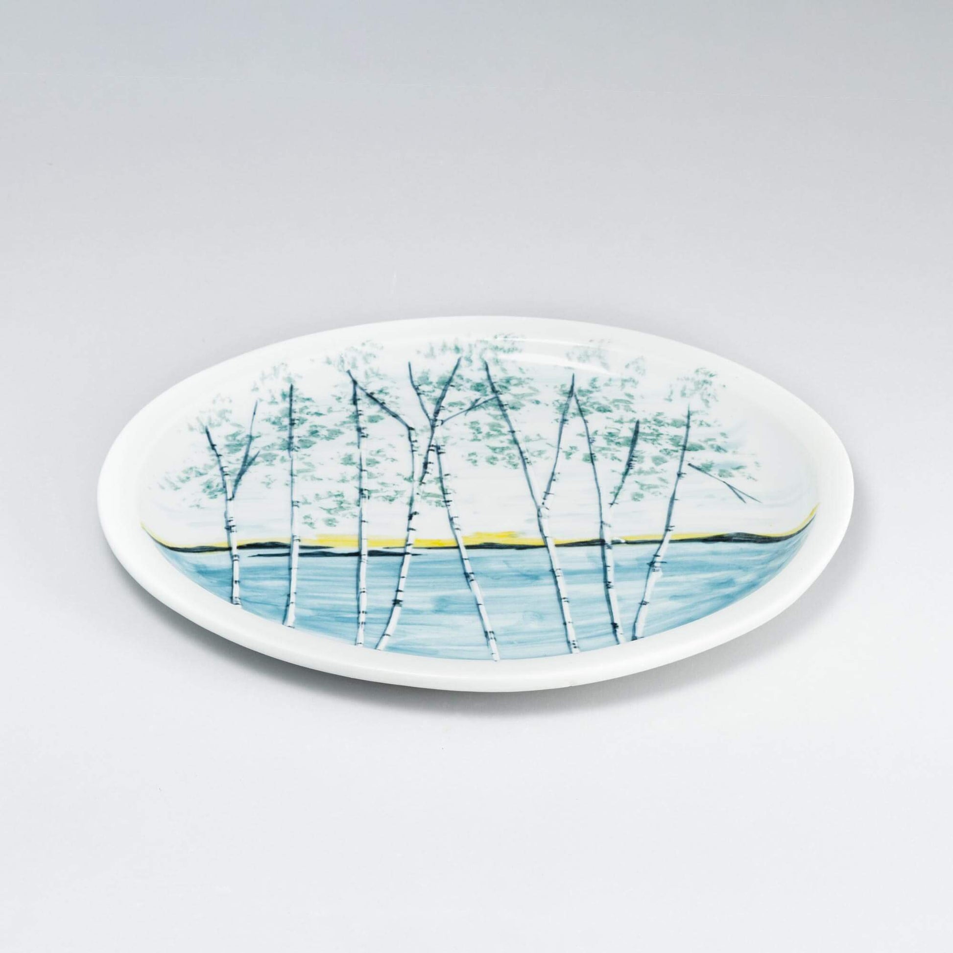 Handmade Pottery Oval Platter in Birch Point pattern made by Carroccia Tony  in Italy