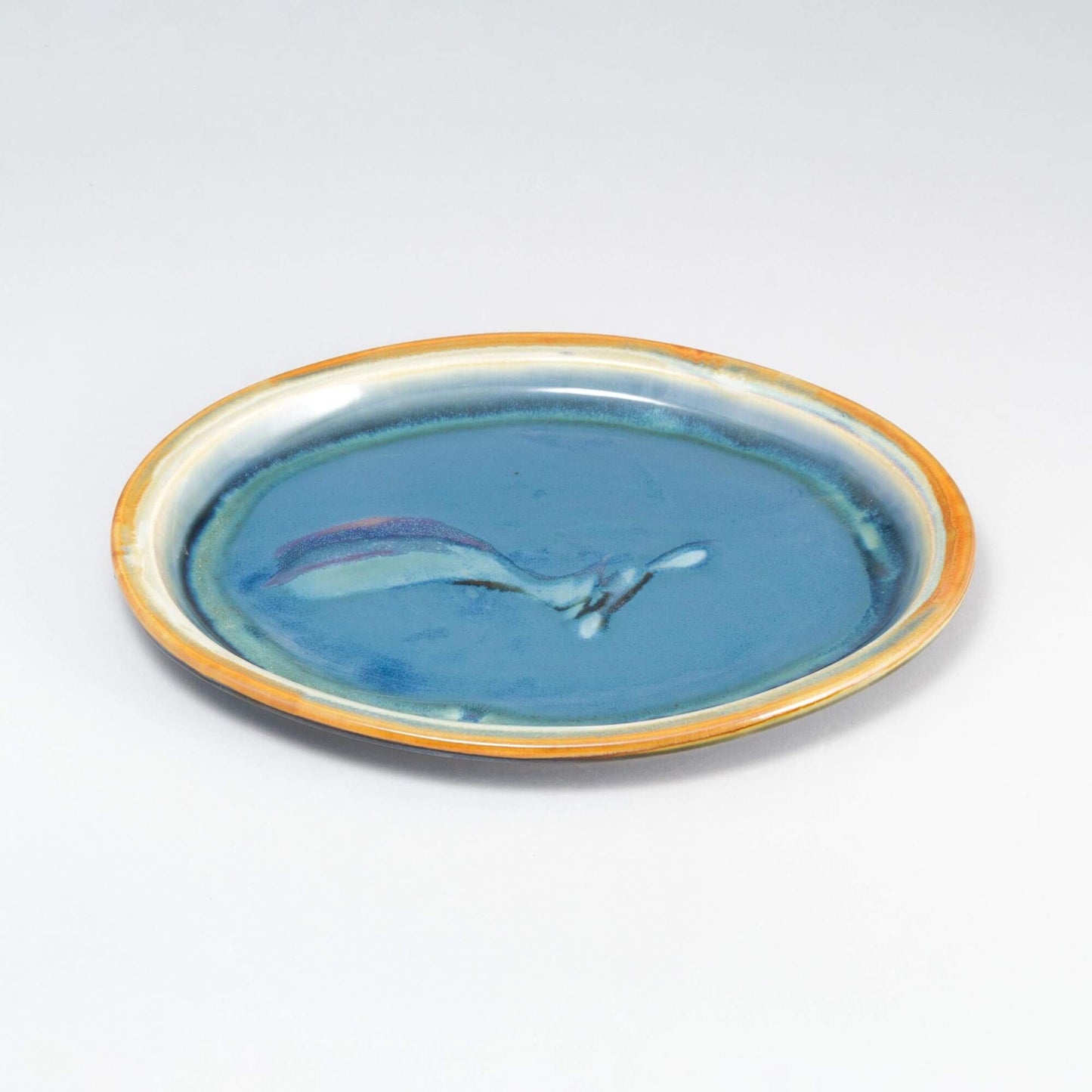 Handmade Pottery Oval Platter in Blue Oribe pattern made by Carroccia Tony in Italy