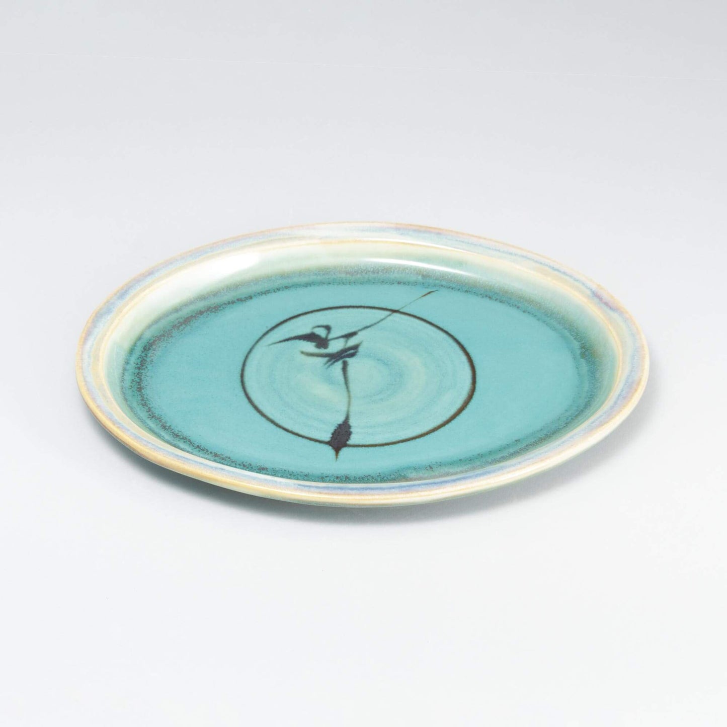 Handmade Pottery Oval Platter in Green Oribe pattern made by Carroccia Tony in Italy