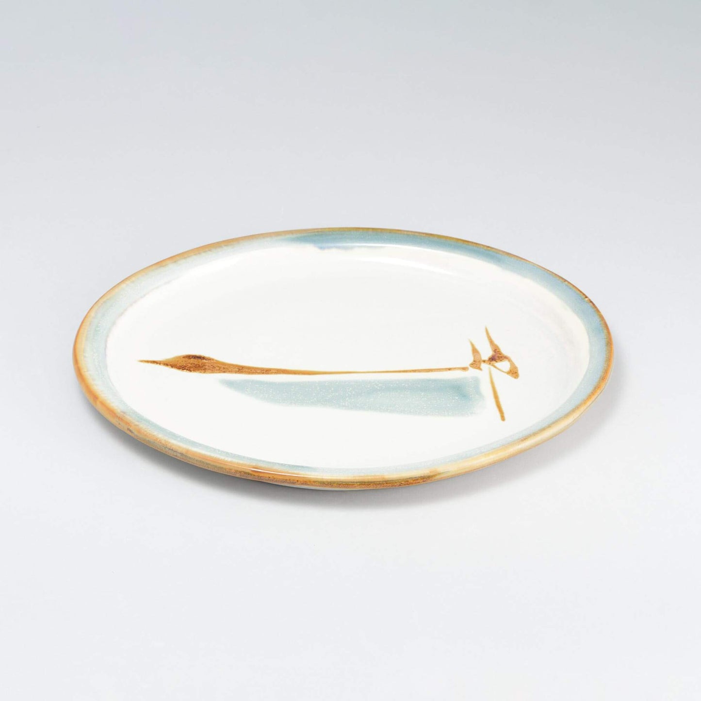 Handmade Pottery Oval Platter in Ivory & Blue pattern made by Carroccia Tony in Italy