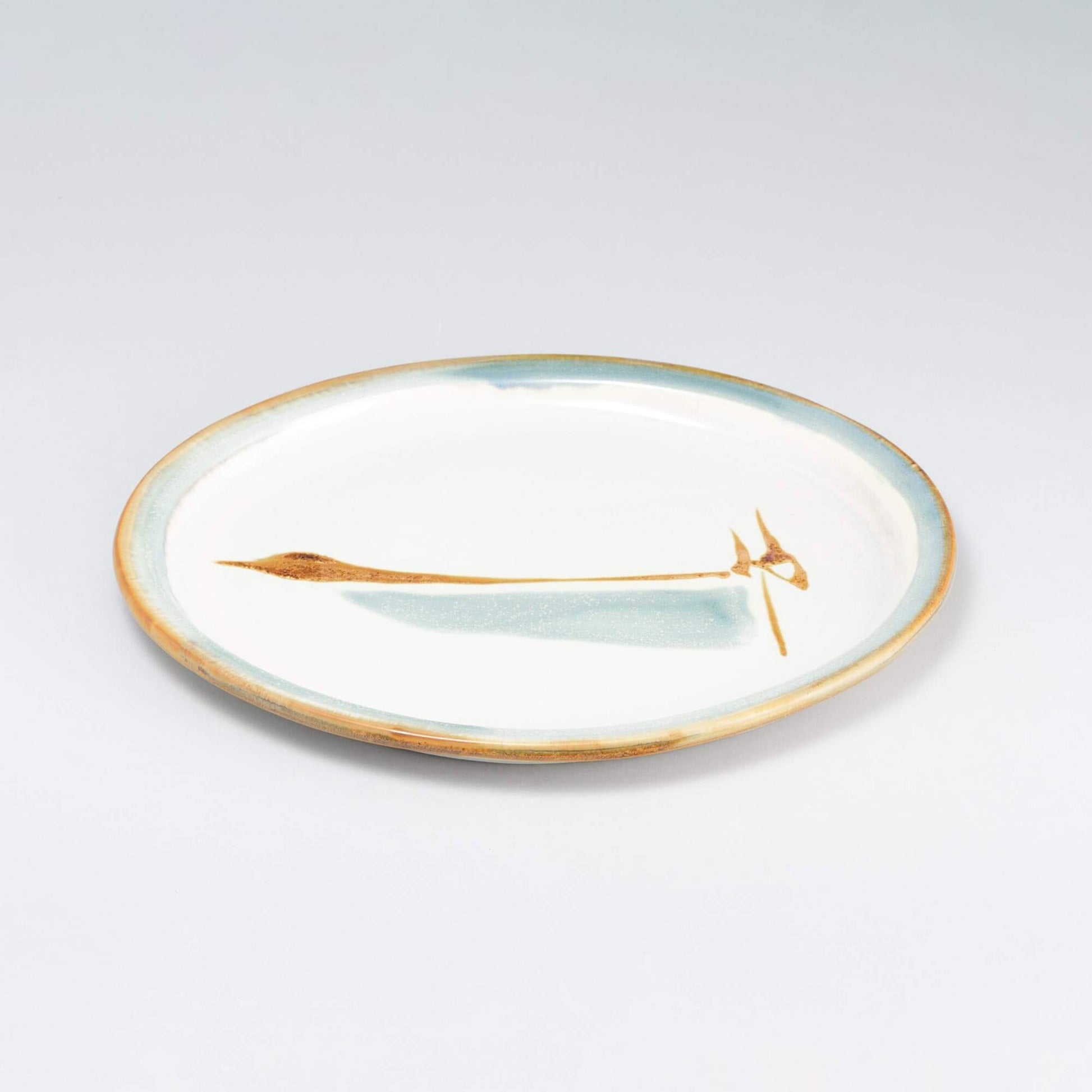 Handmade Pottery Oval Platter in Ivory & Blue pattern made by Carroccia Tony  in Italy
