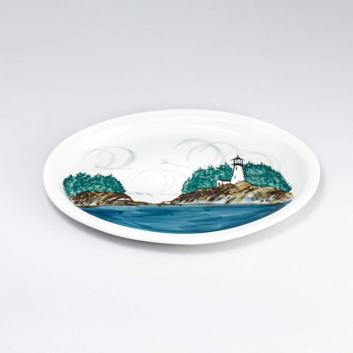 Handmade Pottery Oval Platter in Lighthouse pattern made by Carroccia Tony in Italy