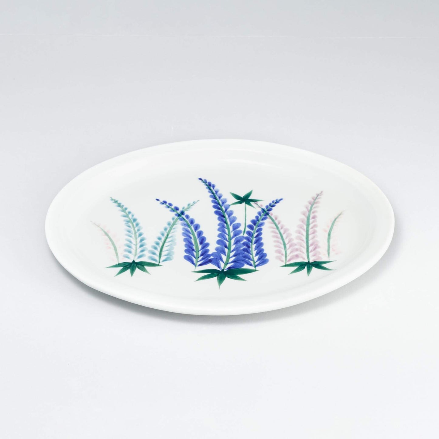 Handmade Pottery Oval Platter in Lupine pattern made by Carroccia Tony in Italy