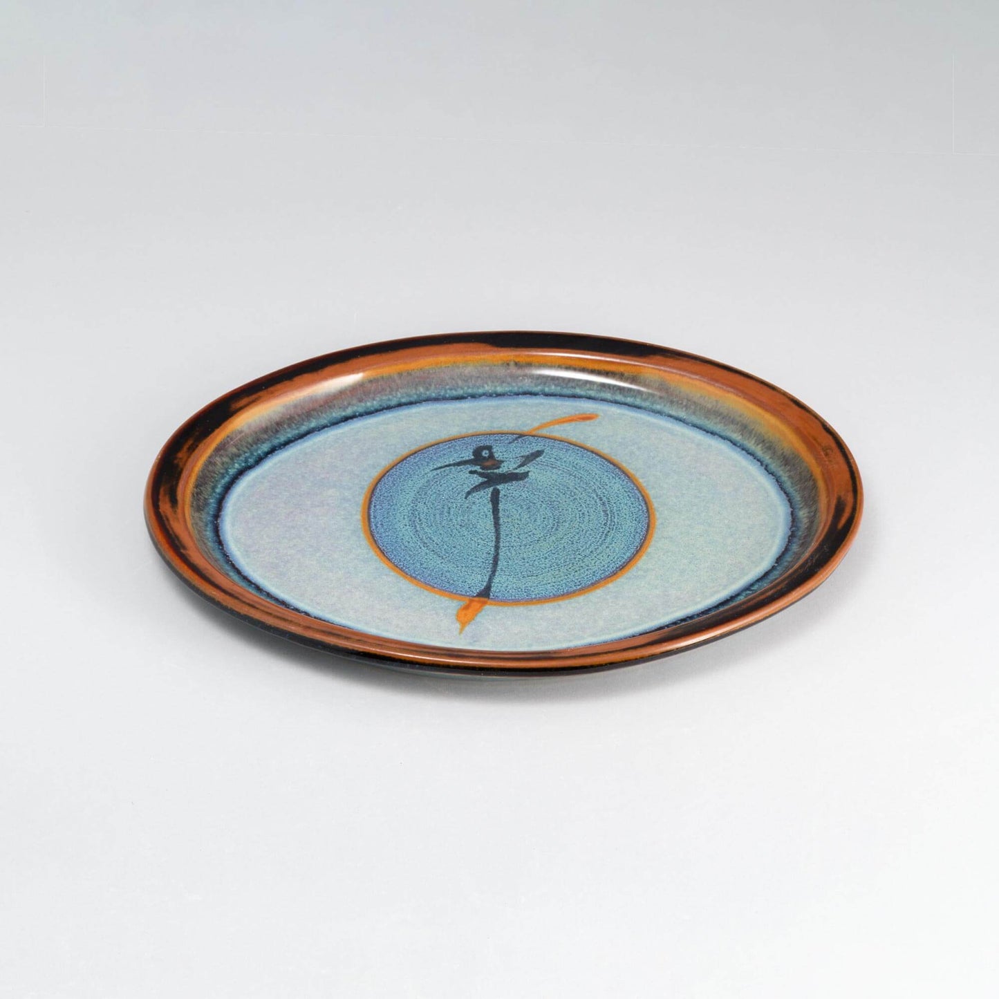 Handmade Pottery Oval Platter in Purple Hamada pattern made by Carroccia Tony in Italy