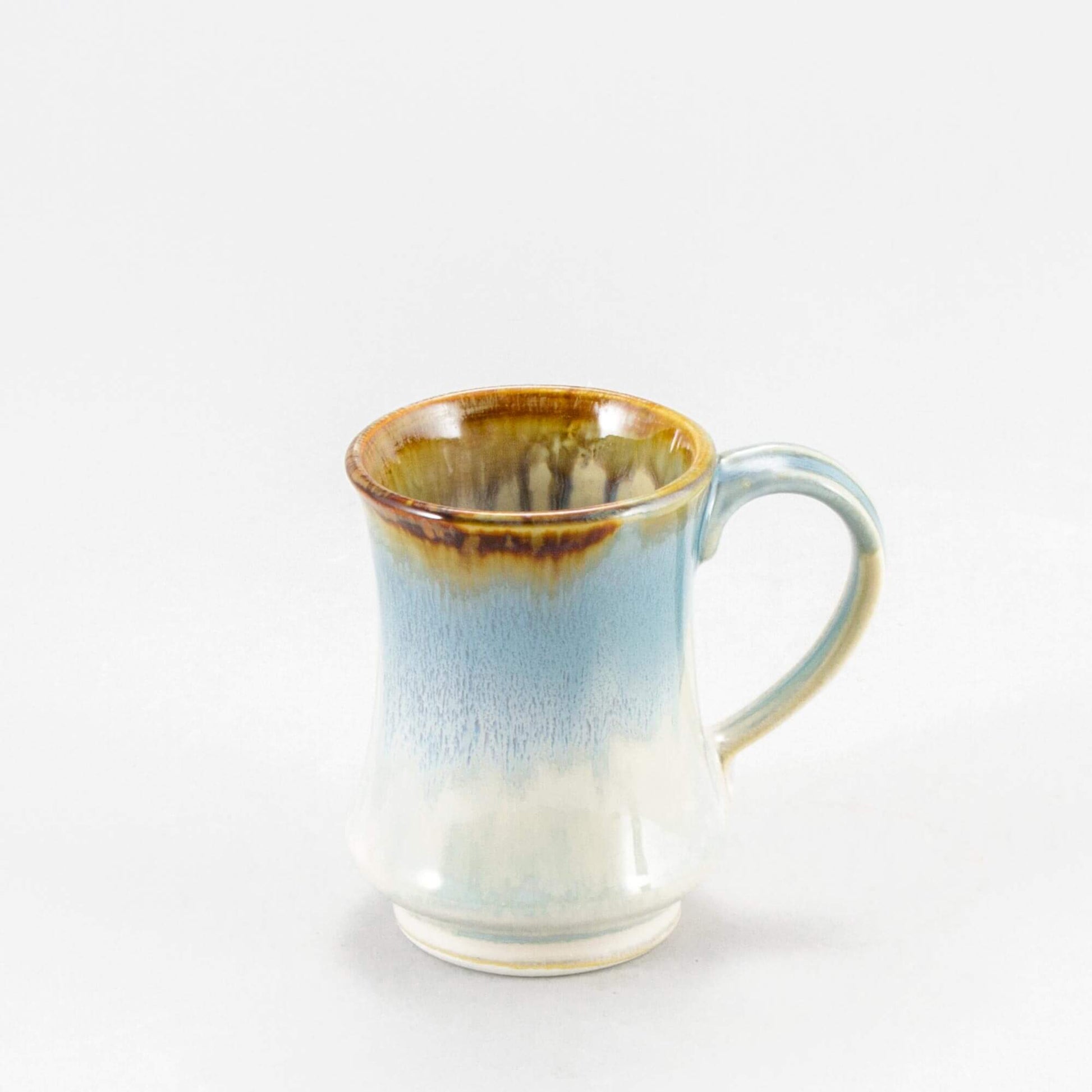 Handmade Pottery Pedestal Mug made by Carroccia Tony  in Italy Ivory & Blue
