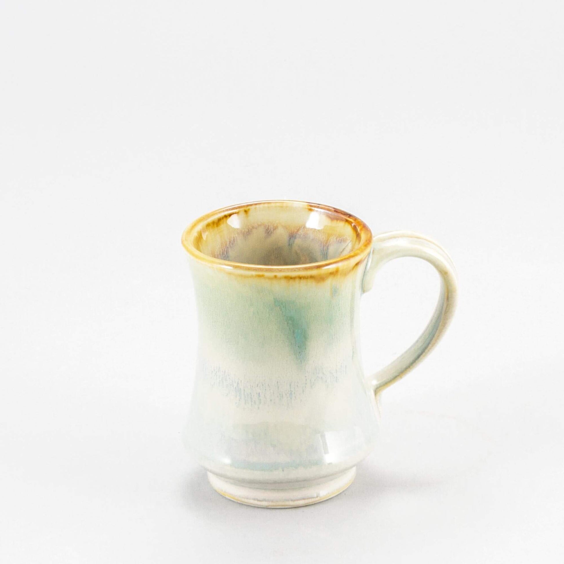 Handmade Pottery Pedestal Mug made by Carroccia Tony  in Italy Ivory & Green