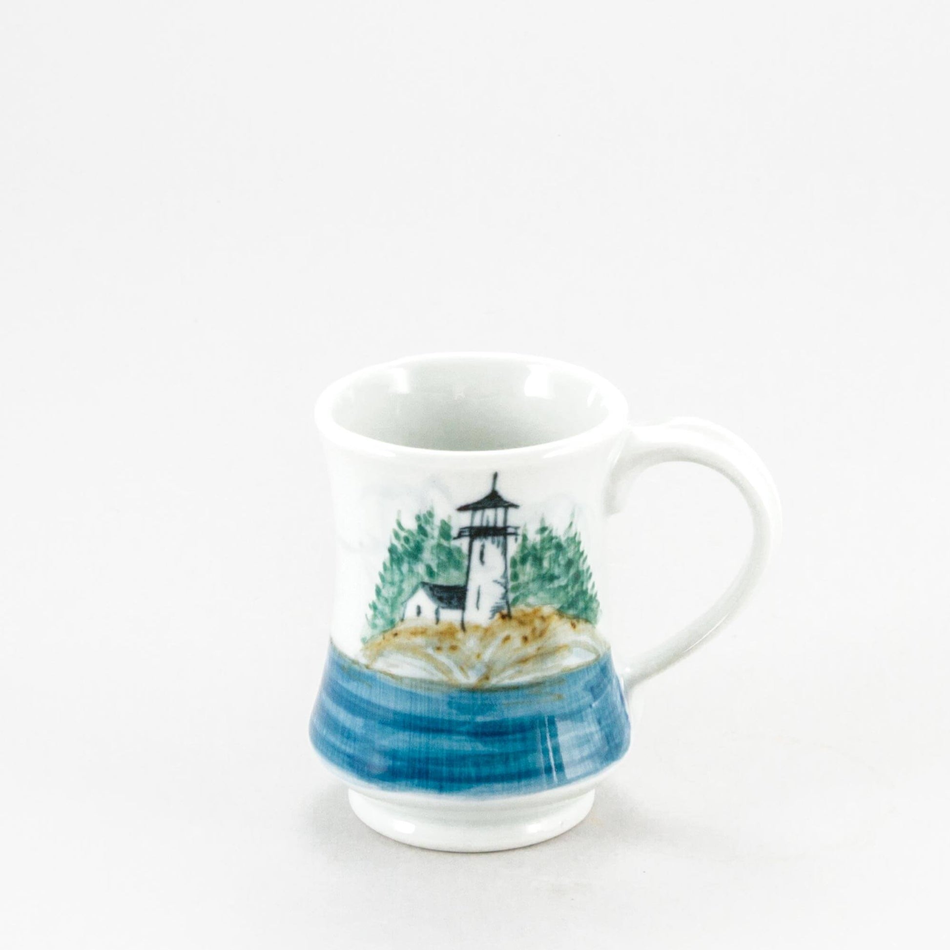 Handmade Pottery Pedestal Mug made by Carroccia Tony  in Italy Lighthouse