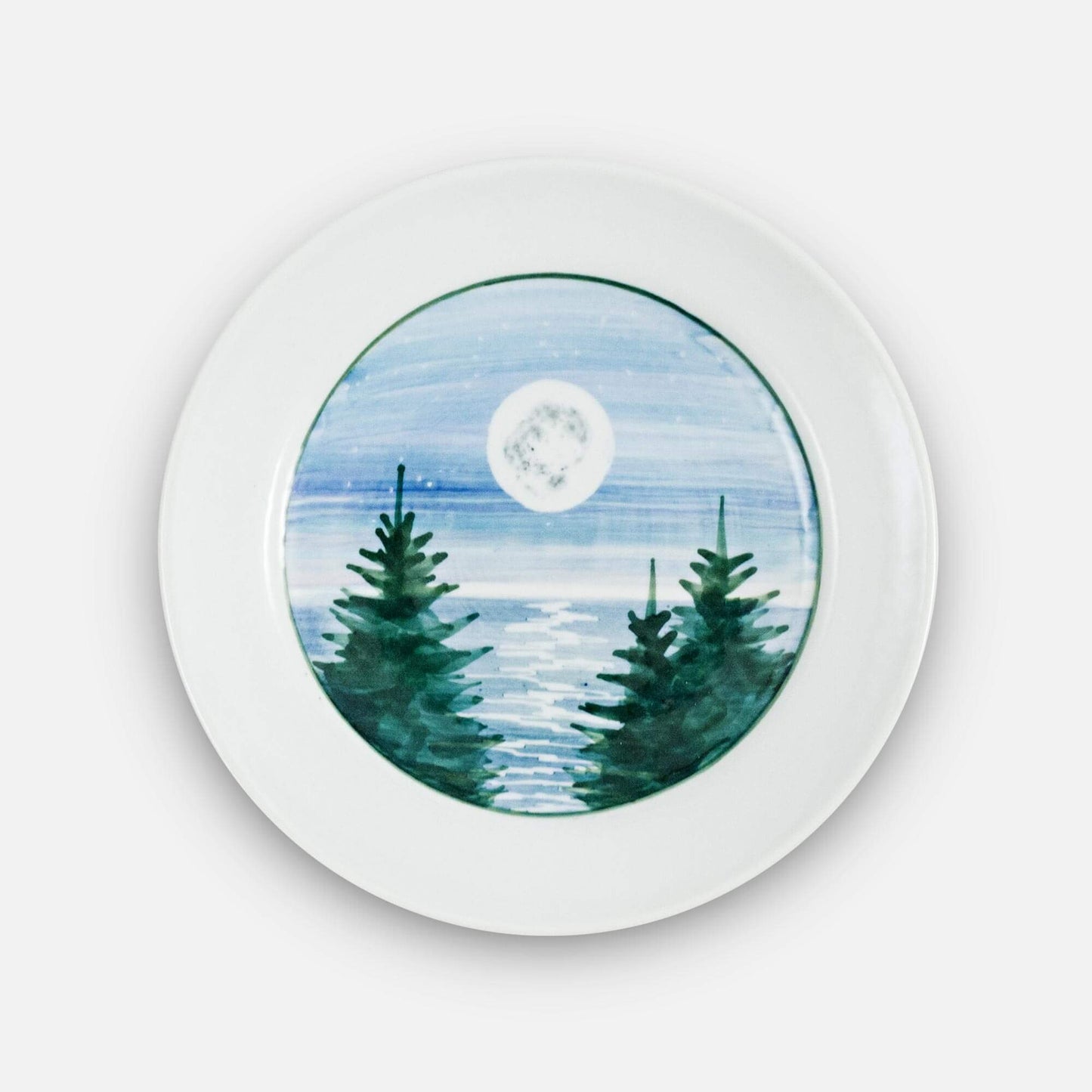 Handmade Pottery Footed Dinner Plate in Lupine pattern made by Carroccia Tony in Italy