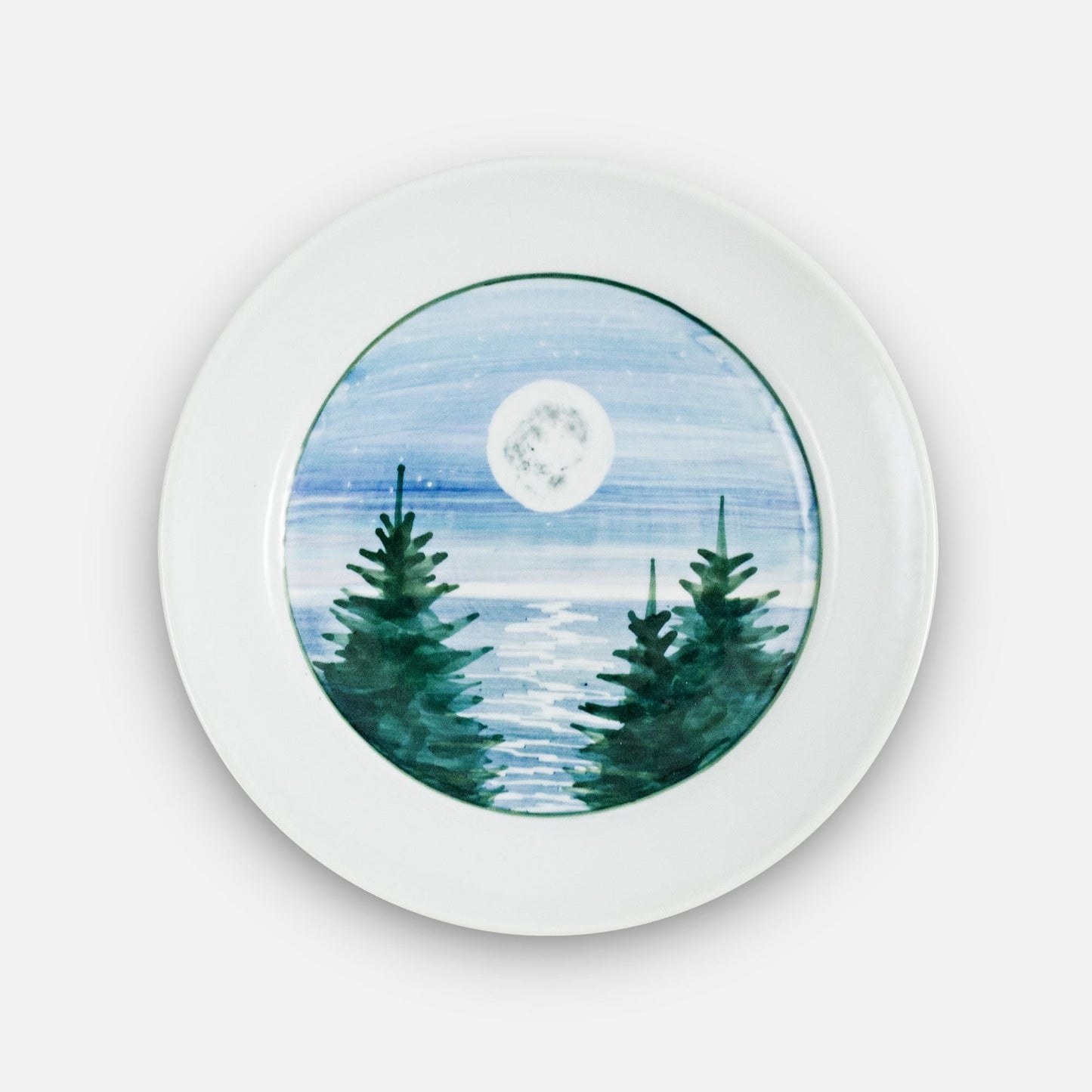 Handmade Pottery Rimless Dinner Plate made by Carroccia Tony in Italy in Moon Pattern