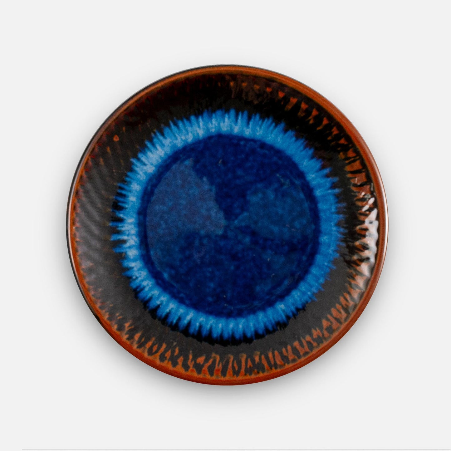 Handmade Pottery Rimless Dessert Plate made by Carroccia Tony in Italy in Blue Hamada pattern