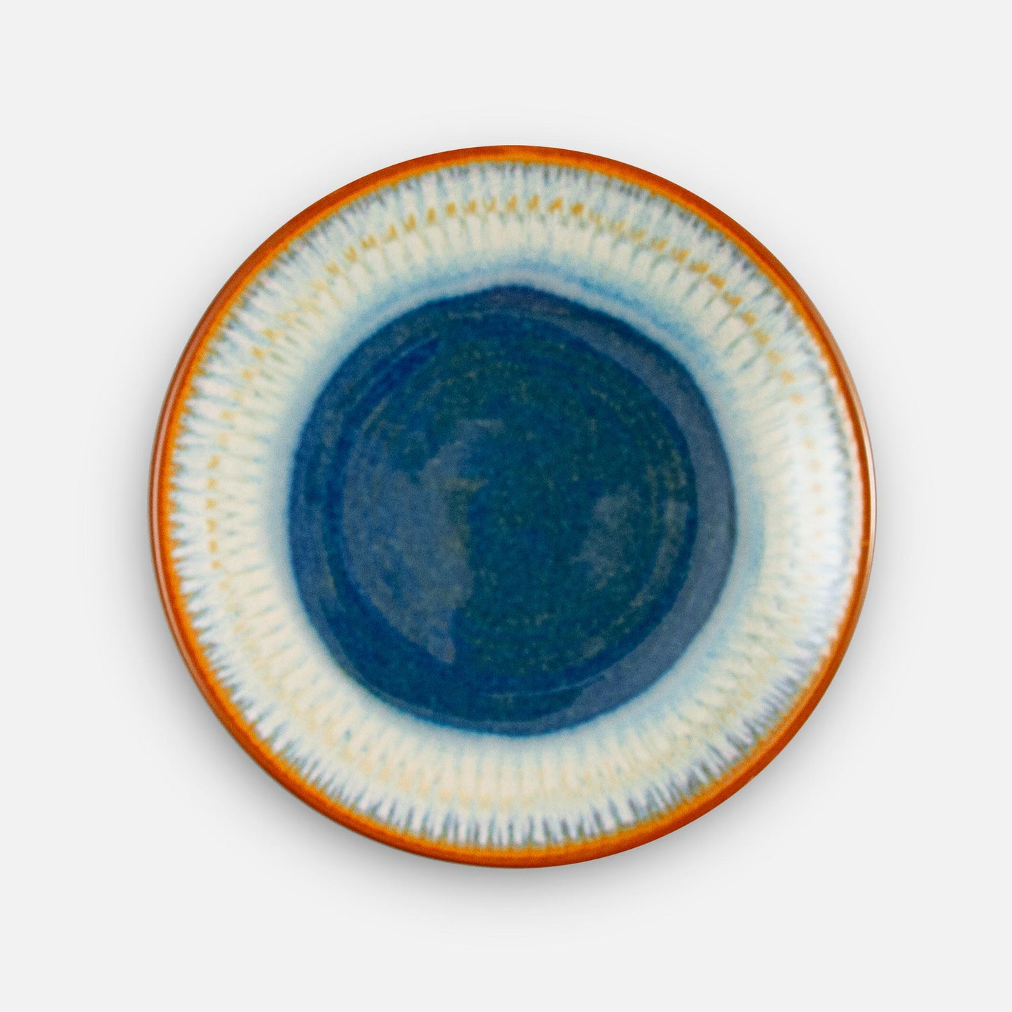 Handmade Pottery Rimless Dinner Plate made by Carroccia Tony in Italy in Cobalt Pattern