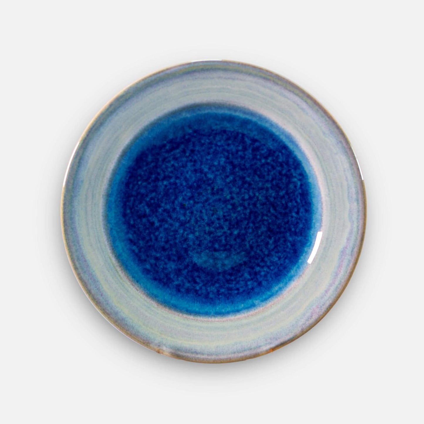 Handmade Pottery Footed Dinner Plate in Cobalt pattern made by Carroccia Tony in Italy