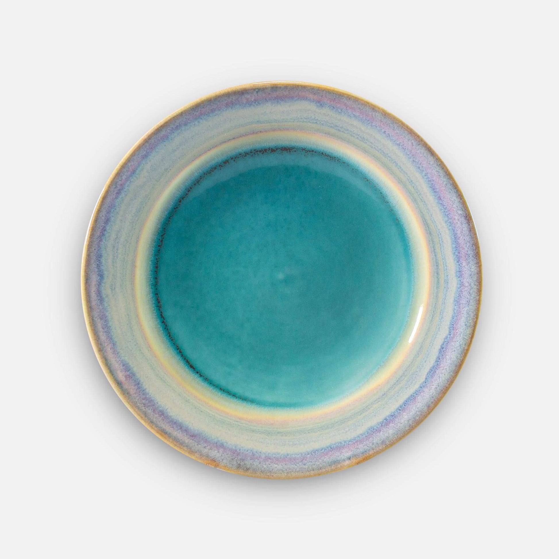 Handmade Pottery Classic Dinner Plate in Green Oribe pattern made by Carroccia Tony in Italy