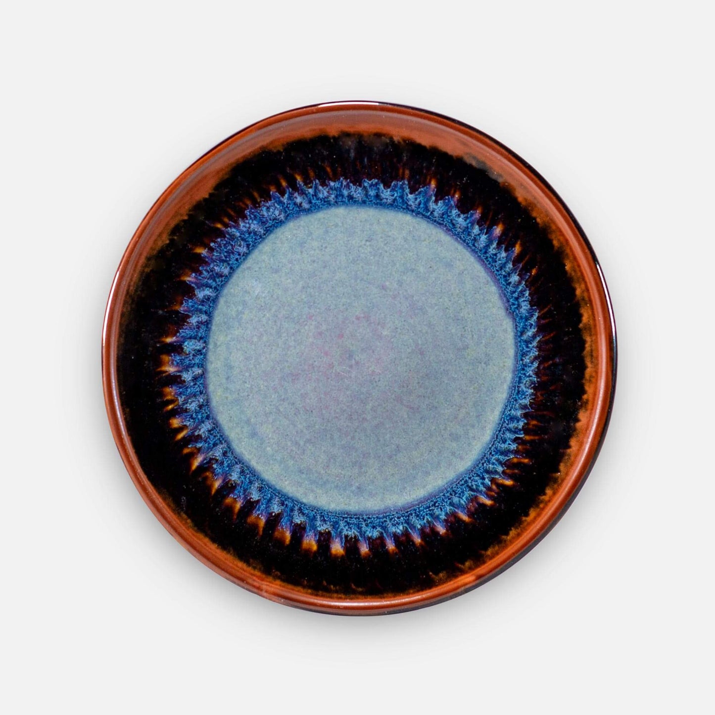 Handmade Pottery Rimless Dinner Plate made by Carroccia Tony in Italy in Purple Hamada pattern
